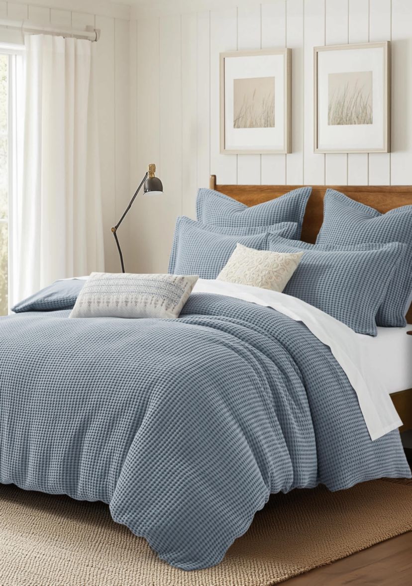 Mills Waffle Slate Blue Euro Sham 2pk