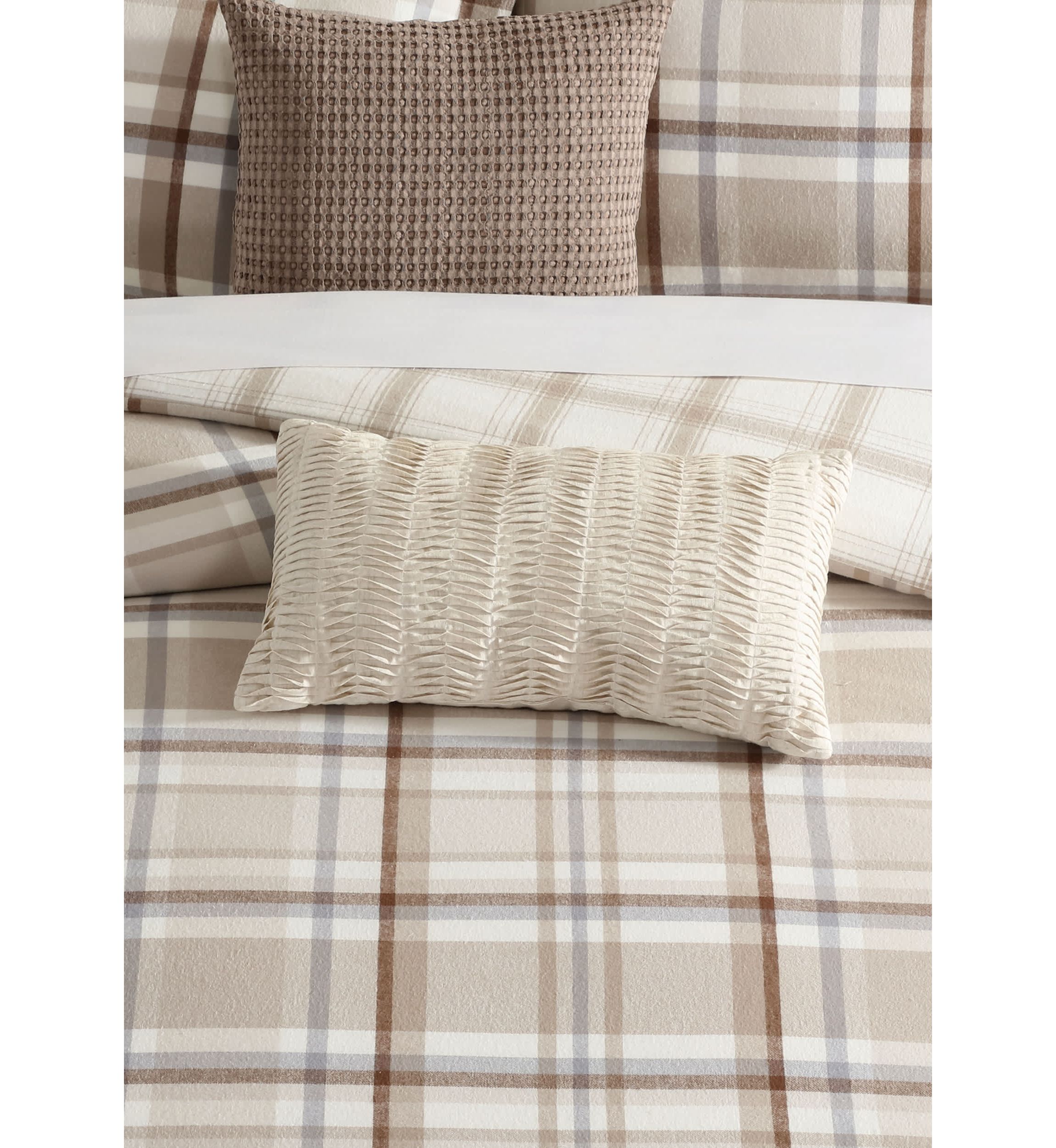 Spencer Plaid Pleated Pillow 12x22