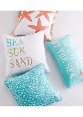  Teal Life is Better by the Sea Pillow