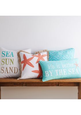  Teal Life is Better by the Sea Pillow
