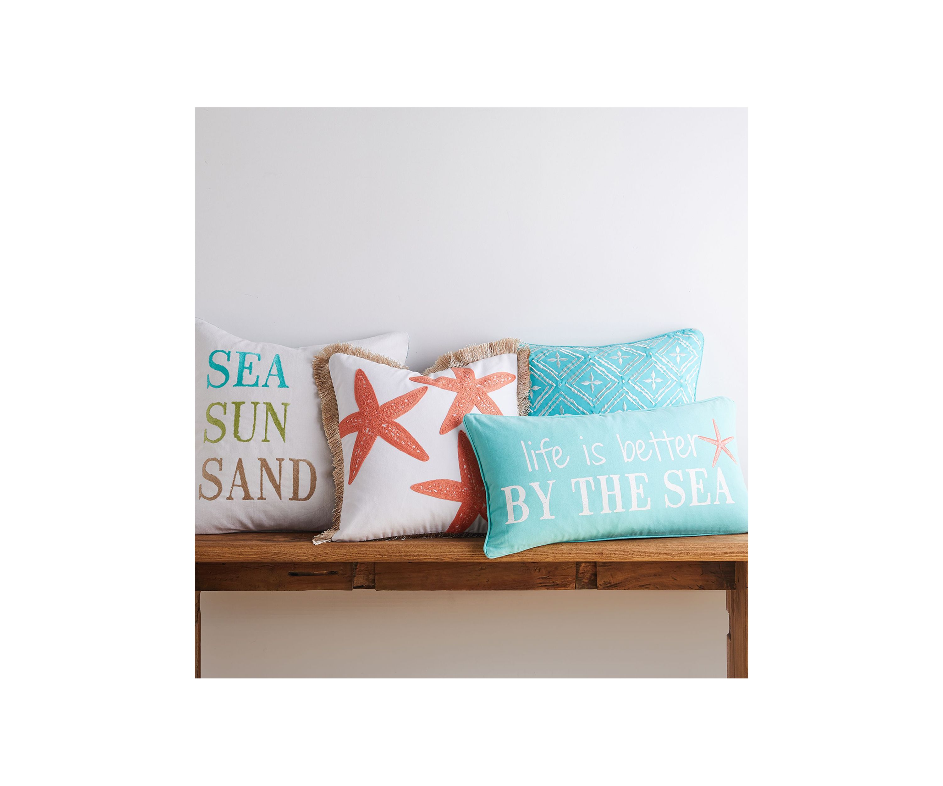  Teal Life is Better by the Sea Pillow