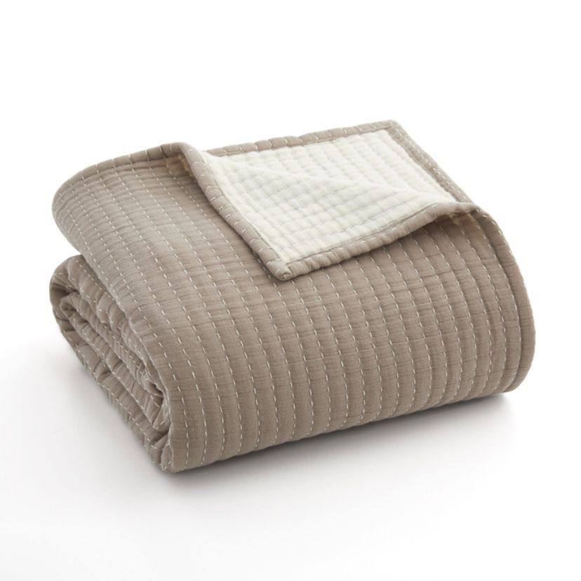 Caden Cotton Gauze Taupe Throw