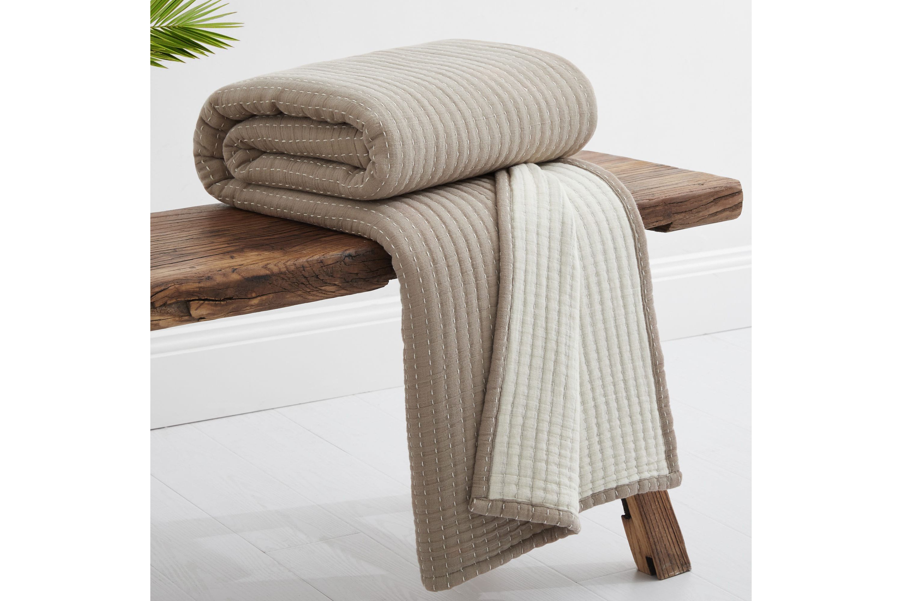 Caden Cotton Gauze Taupe Throw