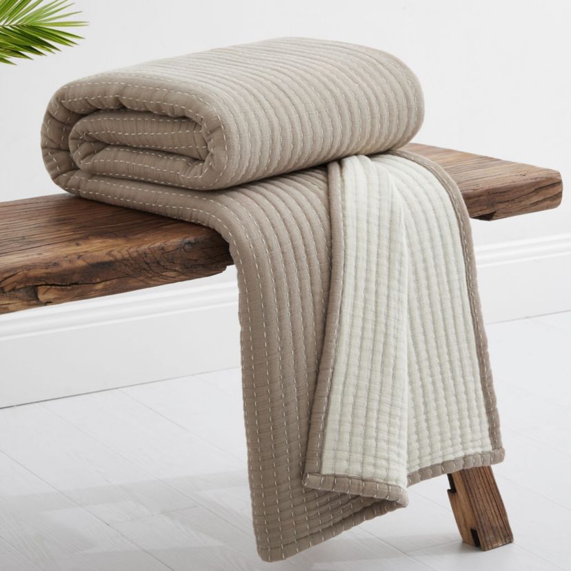 Caden Cotton Gauze Taupe Throw