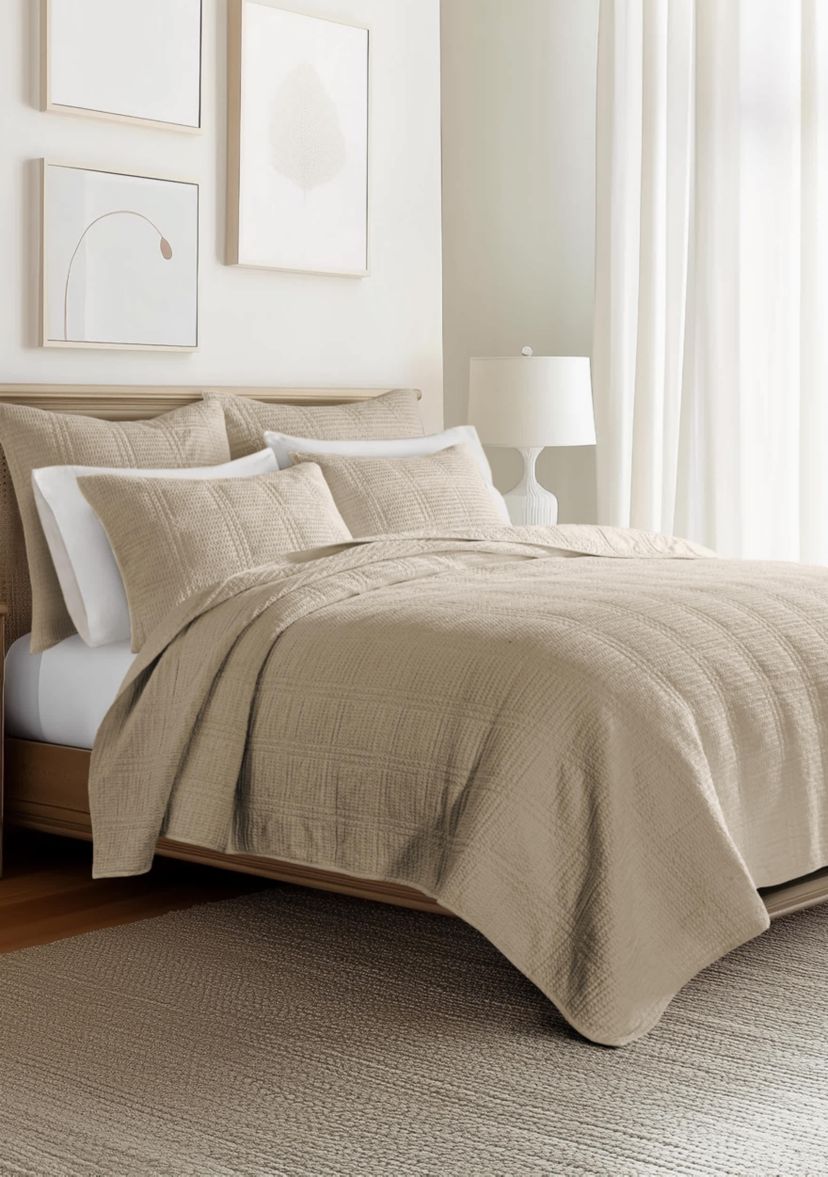 Cloud Waffle Taupe Quilted Euro Sham 2pk