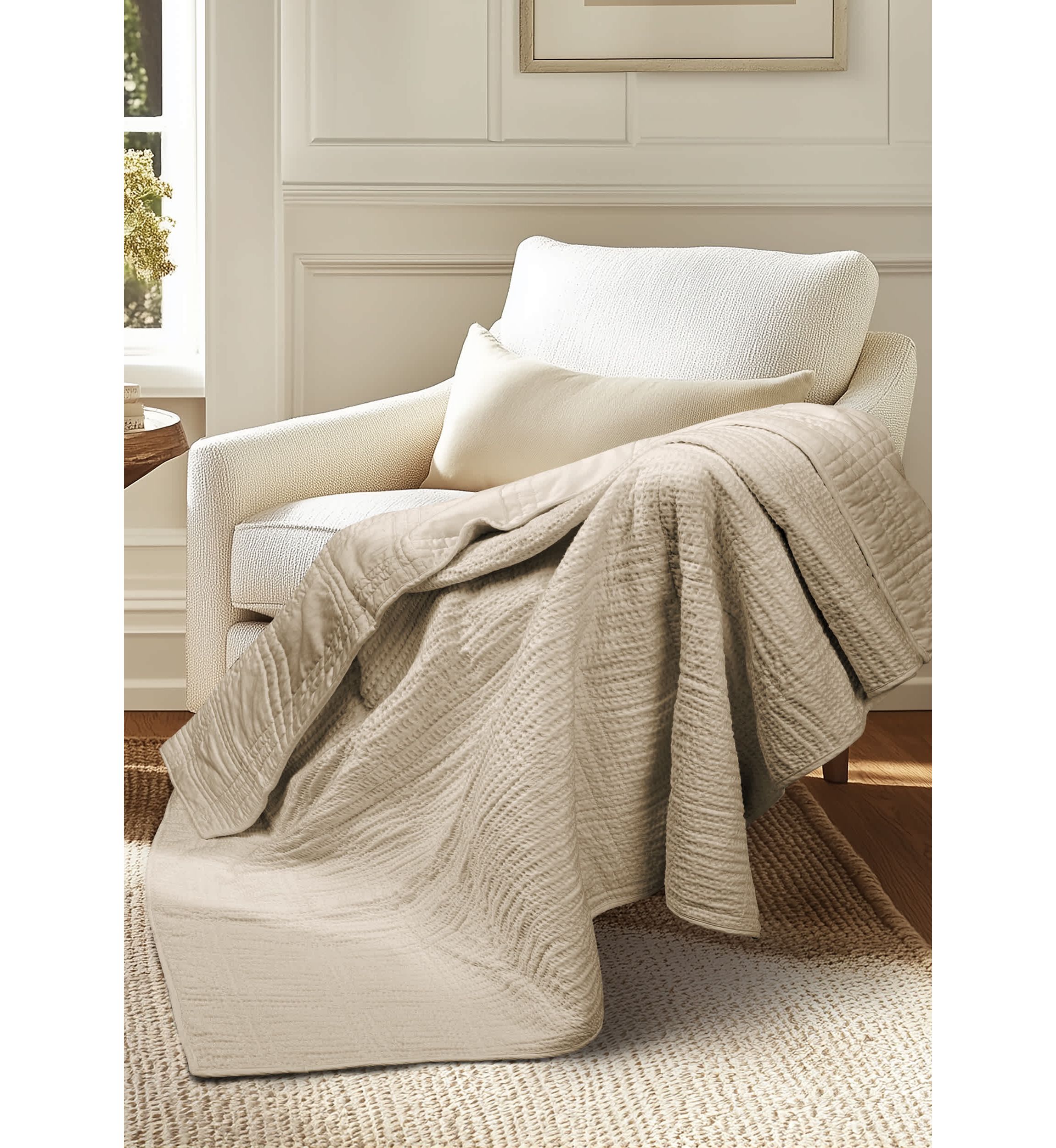 Cloud Waffle Quilted Throw Blanket