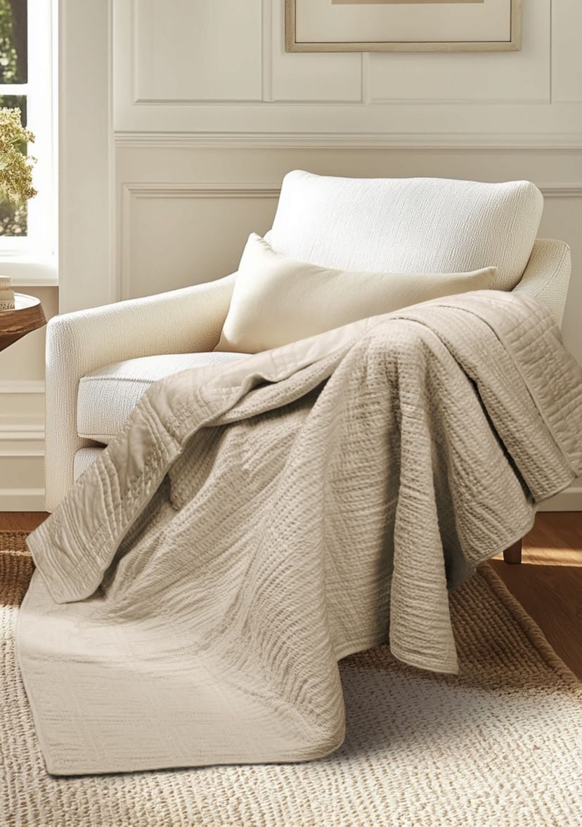 Cloud Waffle Quilted Throw Blanket