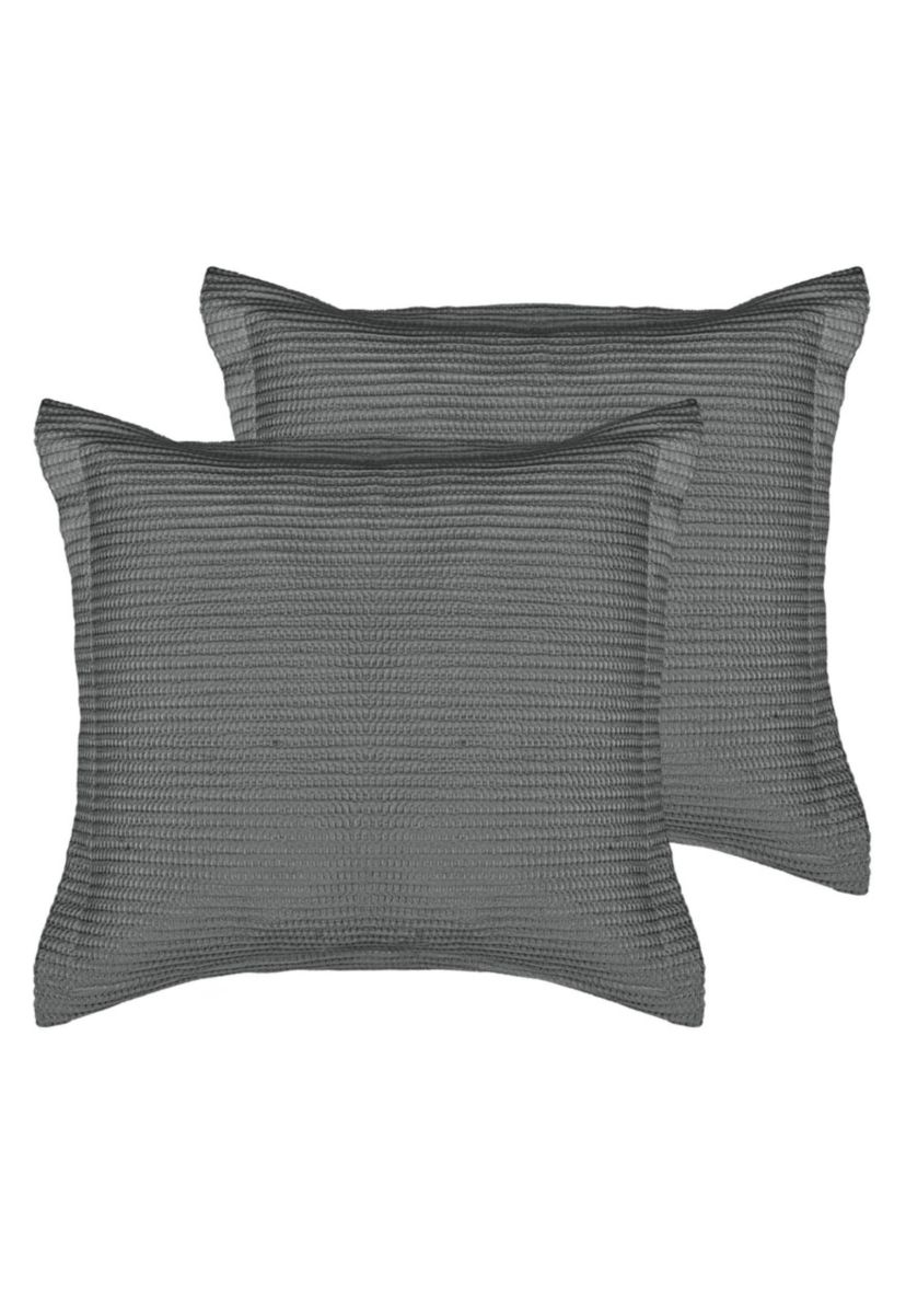 Cloud Waffle Charcoal  Euro Sham set of 2