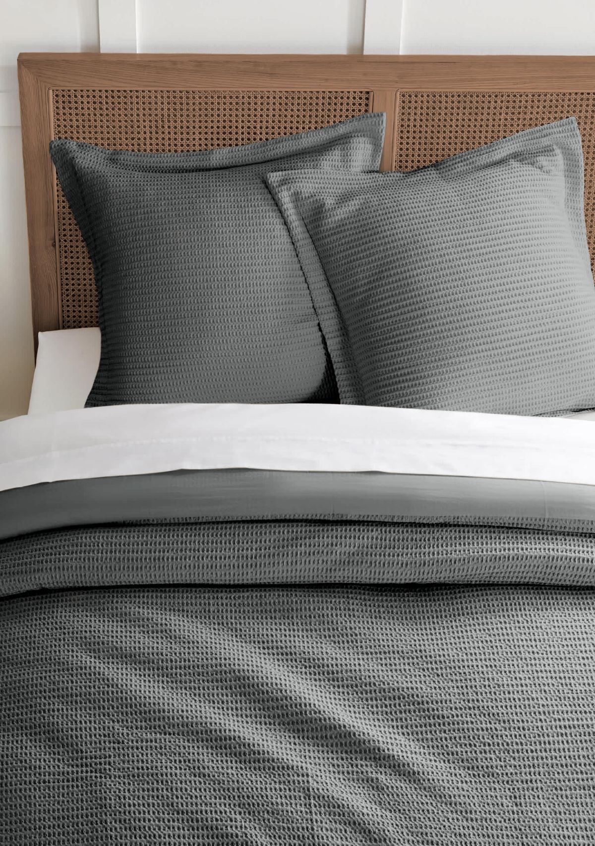 Cloud Waffle Charcoal  Euro Sham set of 2