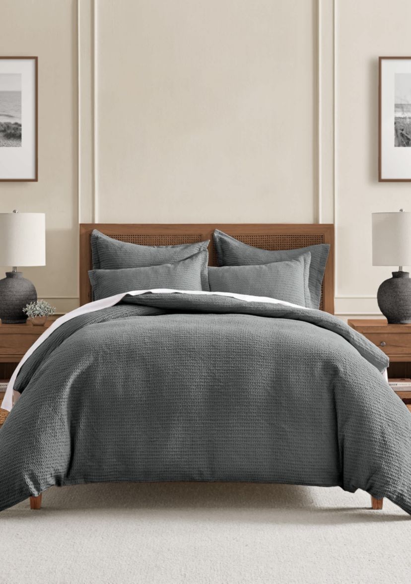 Cloud Waffle Charcoal  Euro Sham set of 2