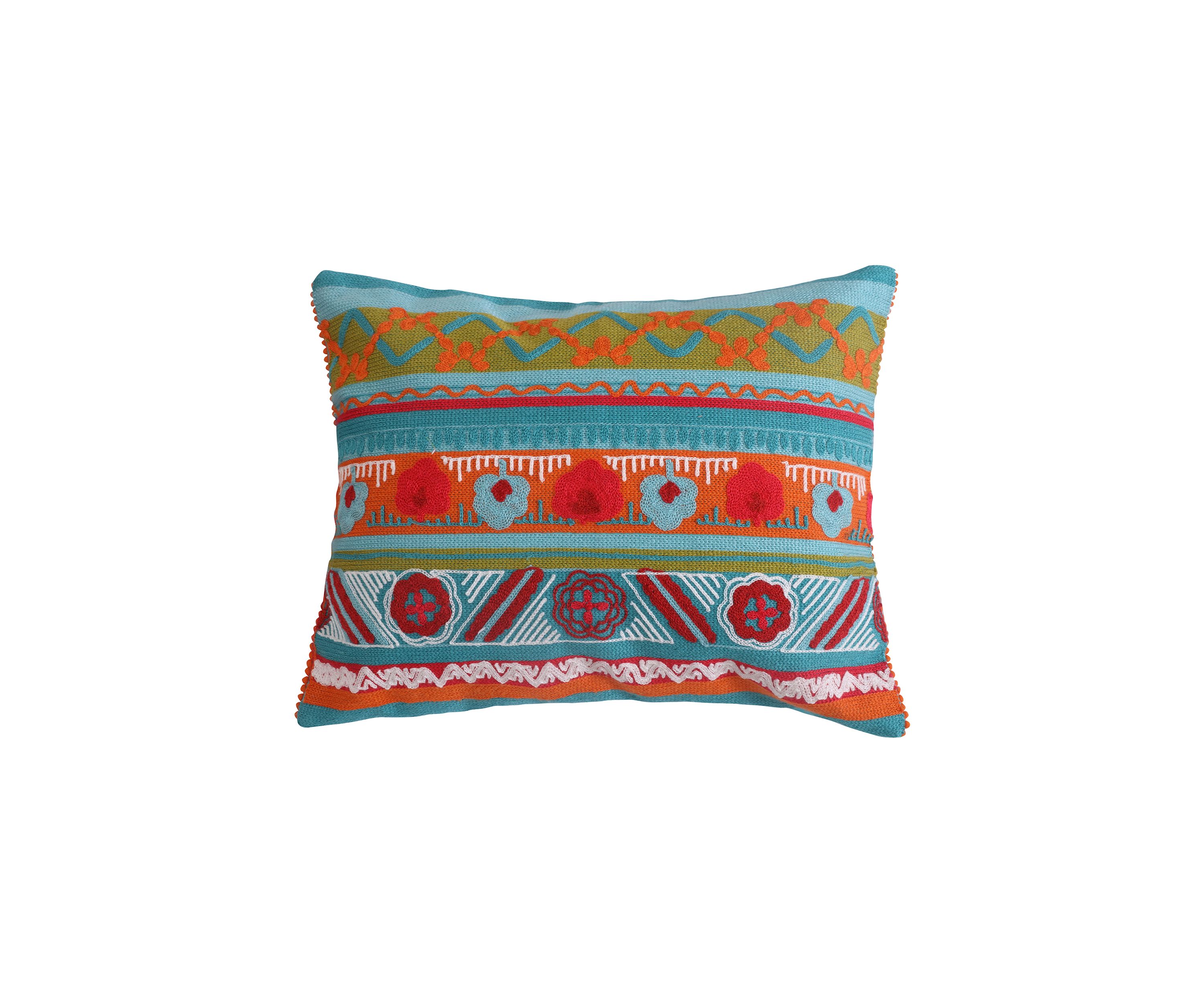 Mirage Crewel Multi Poms Pillow