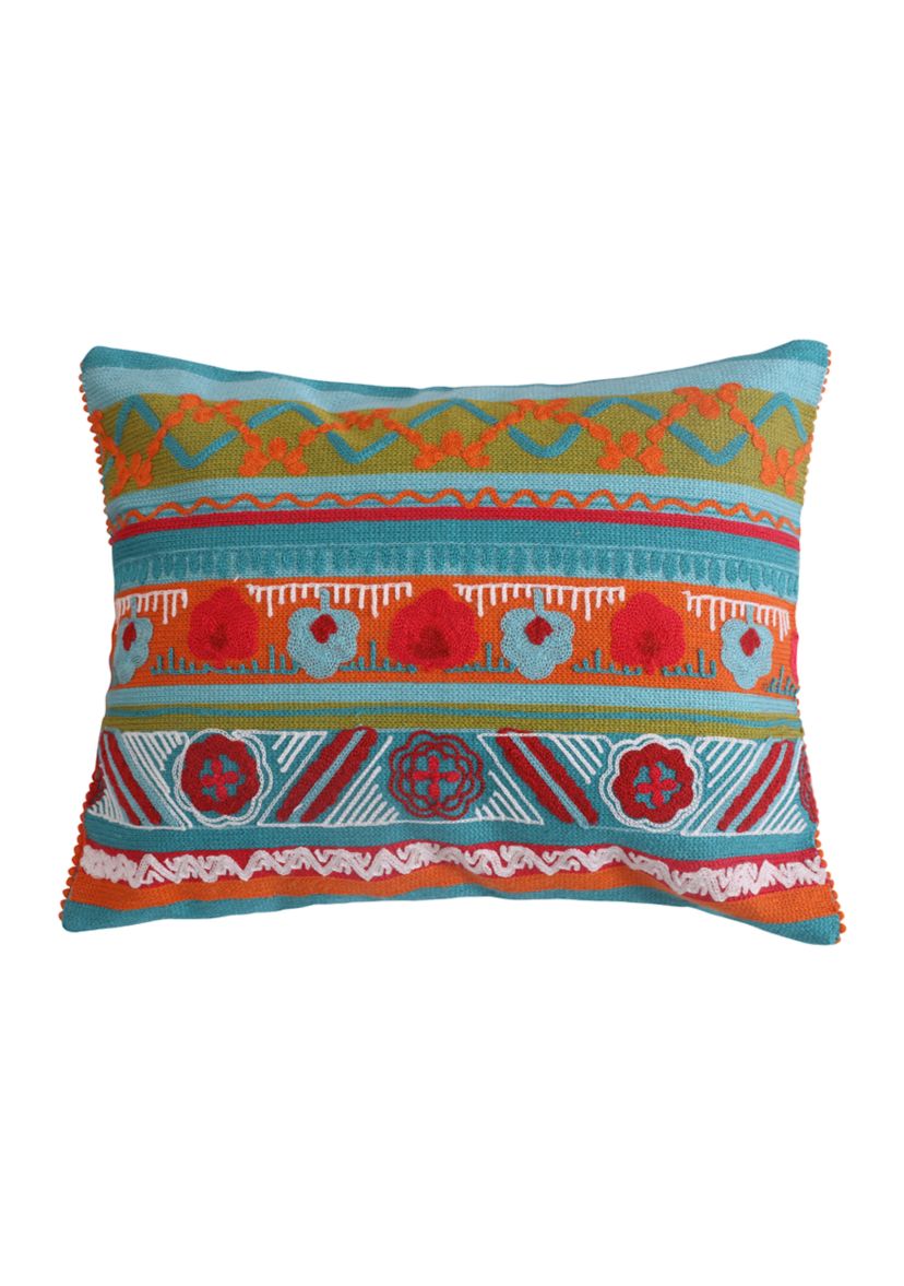 Mirage Crewel Multi Poms Pillow