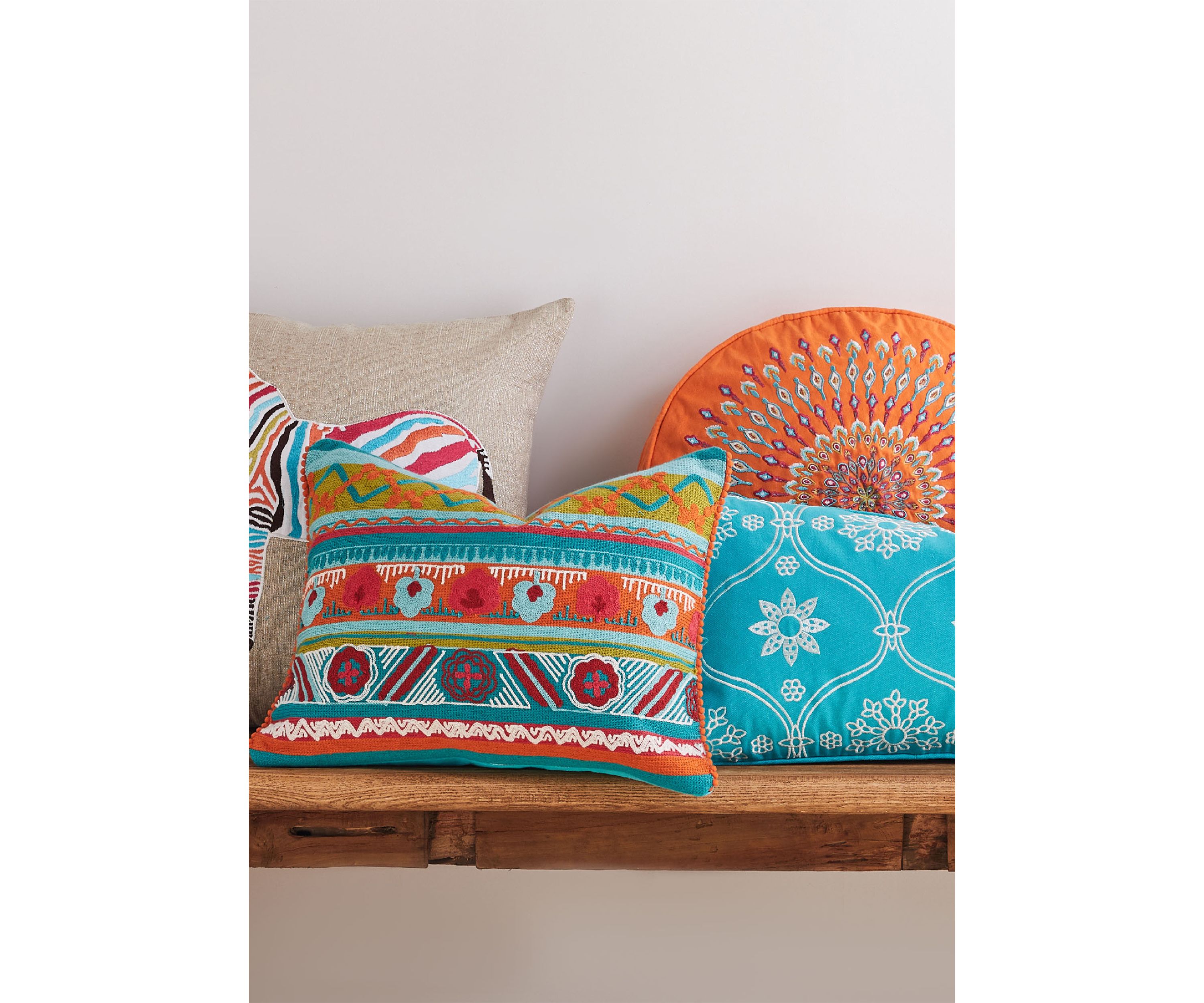 Mirage Crewel Multi Poms Pillow