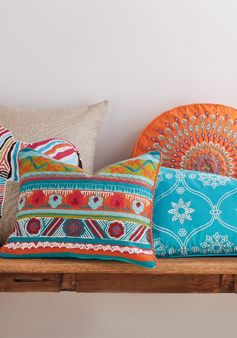Mirage Crewel Multi Poms Pillow