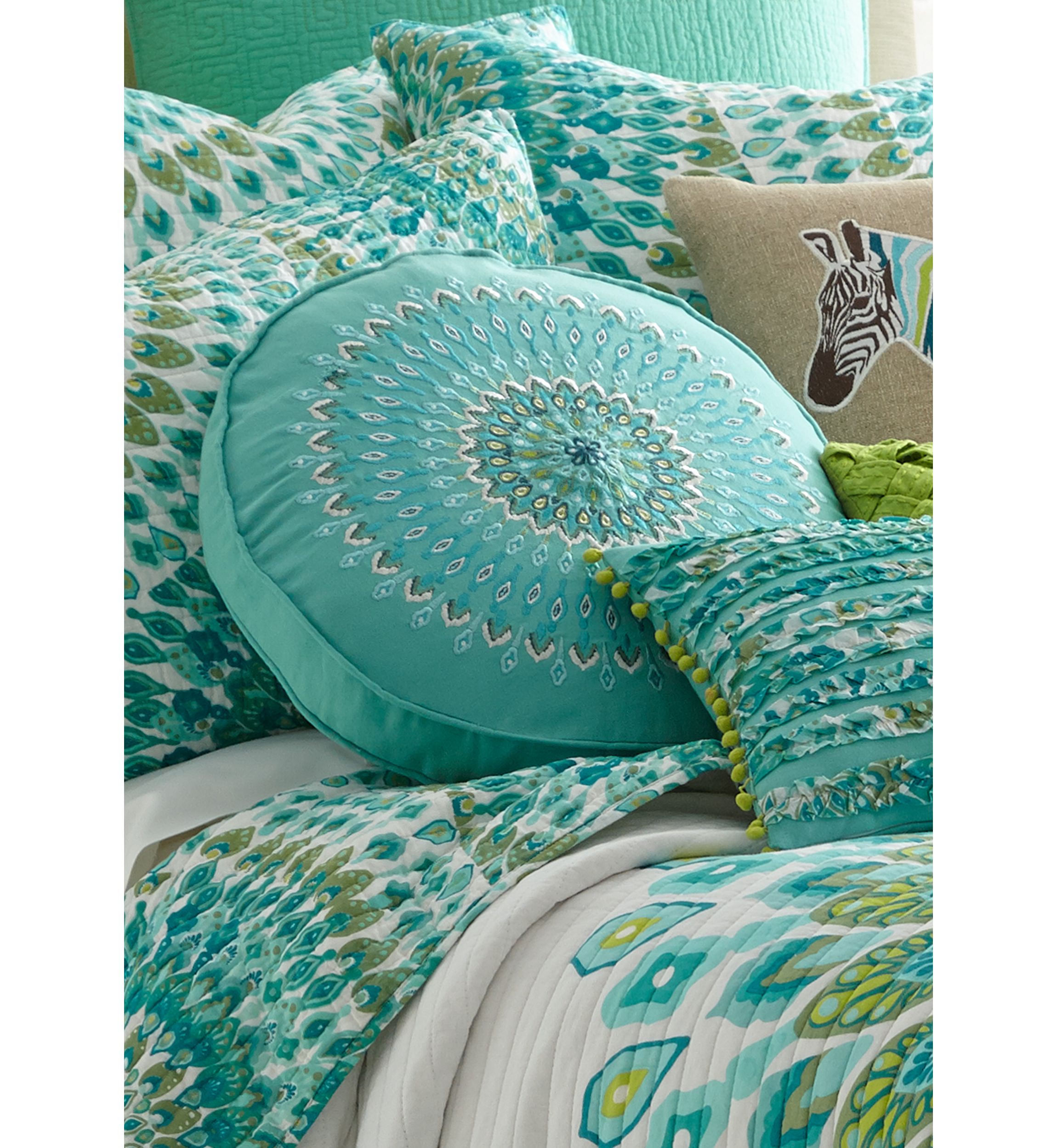 Mirage Teal Round Pillow