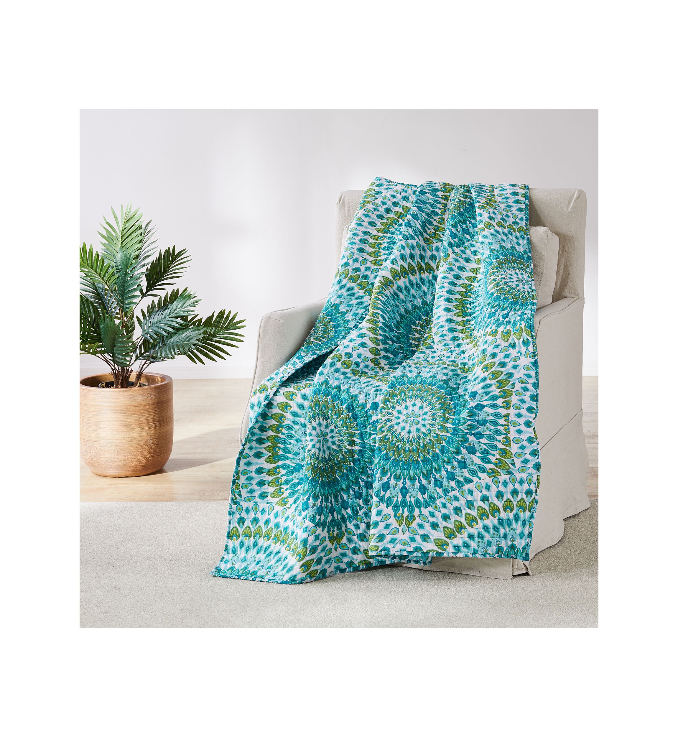 Mirage Teal Quilted Throw