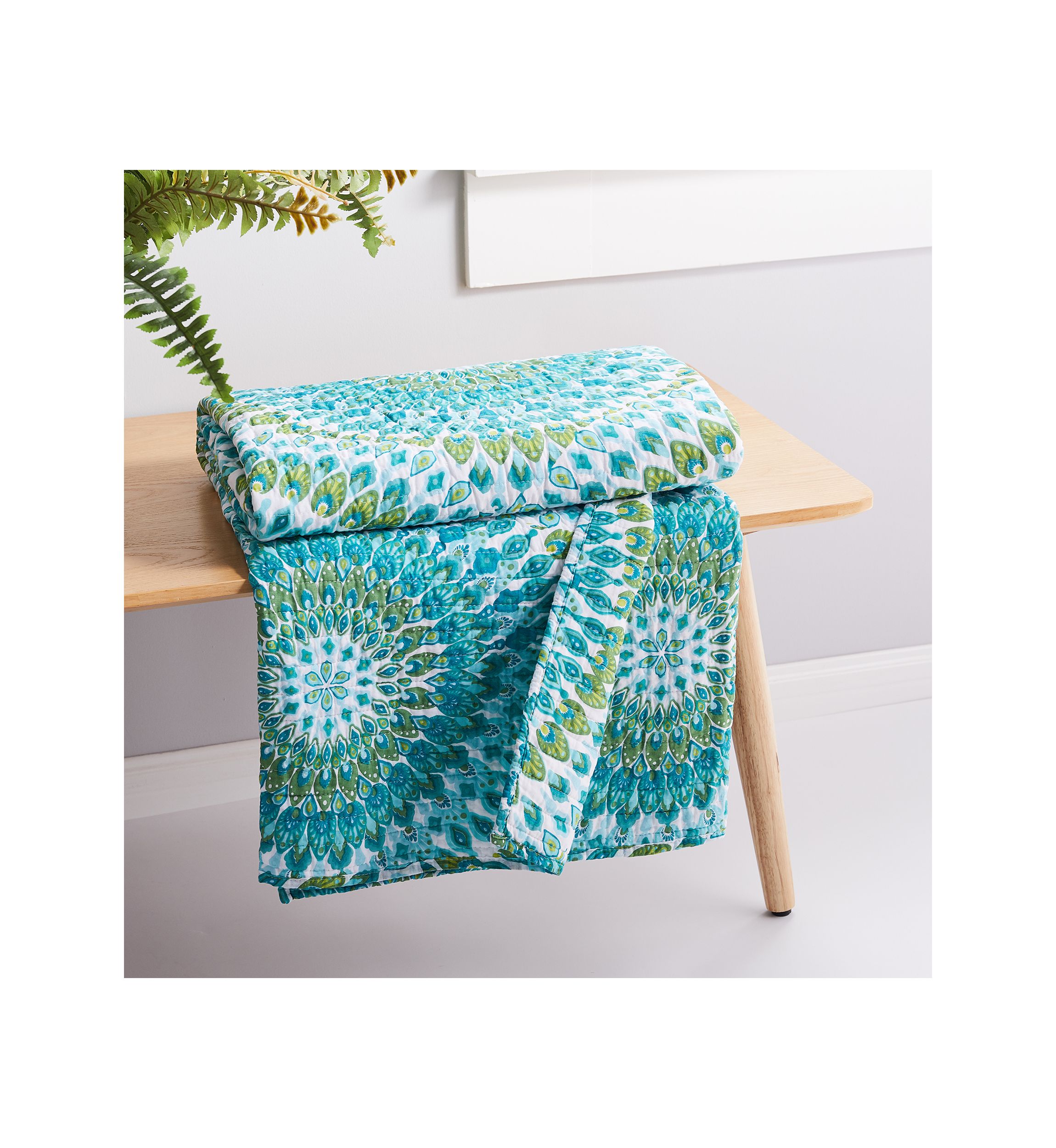 Mirage Teal Quilted Throw