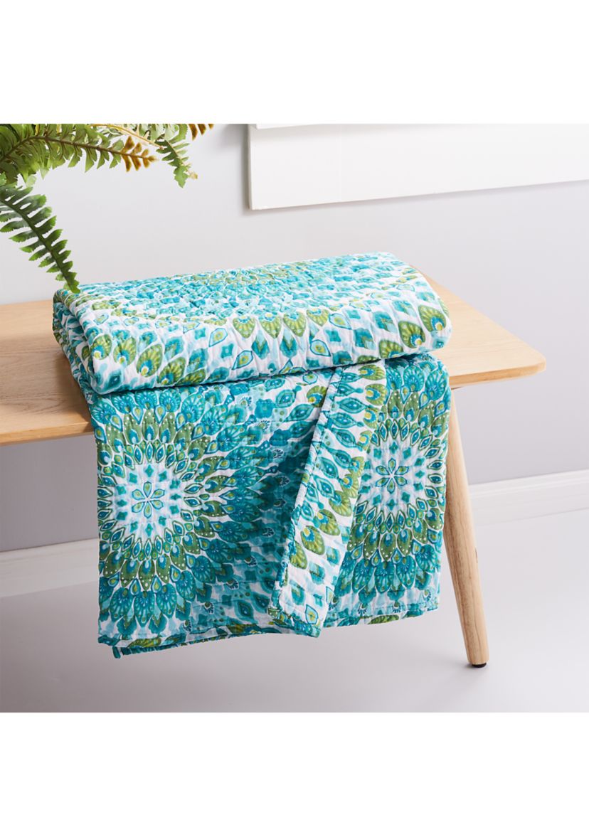 Mirage Teal Quilted Throw