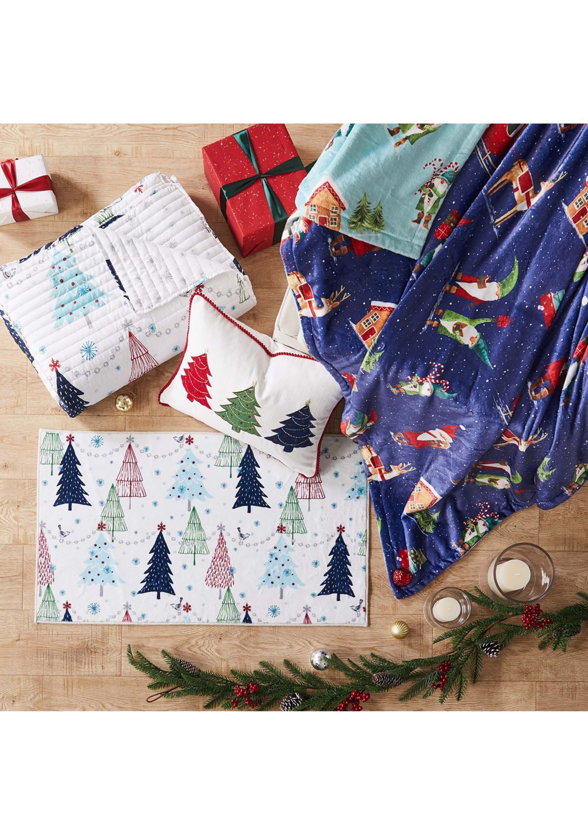 White Pine Festive Trees Pillow 14x18