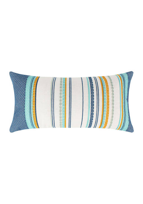 Levtex Home Calico Blue Embroidered Stripe Pillow