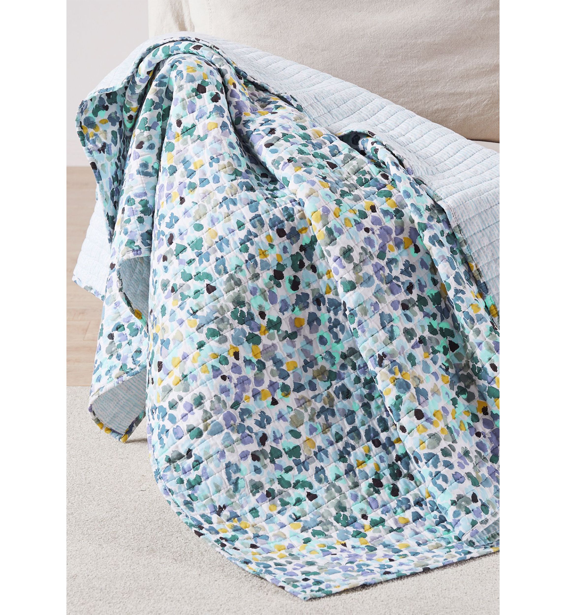 Calico Blue Quilted Throw