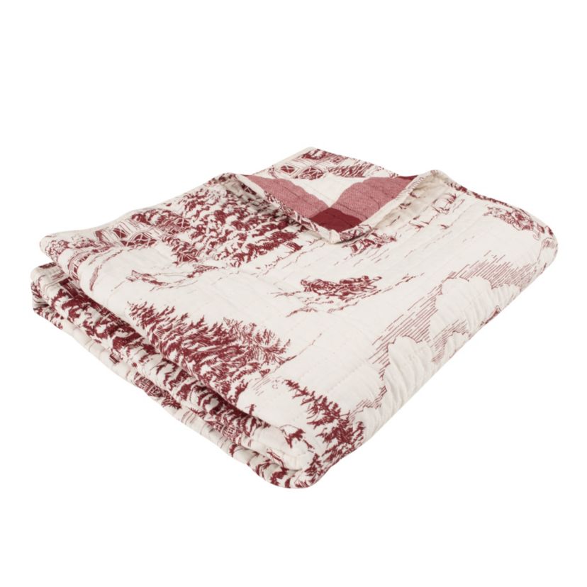 Winter Sleigh Ride Red Quilted Throw
