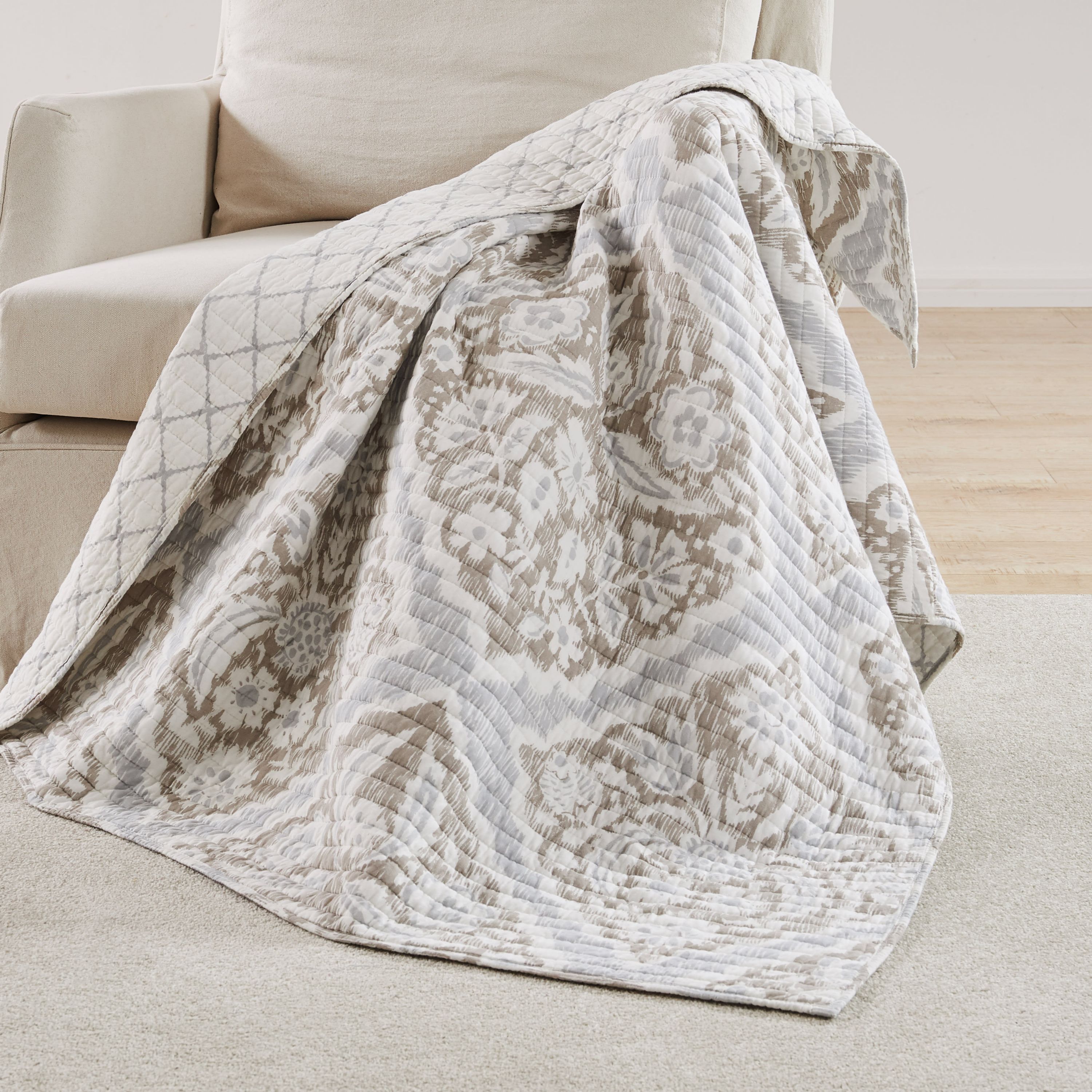 Becker Taupe Quilted Throw