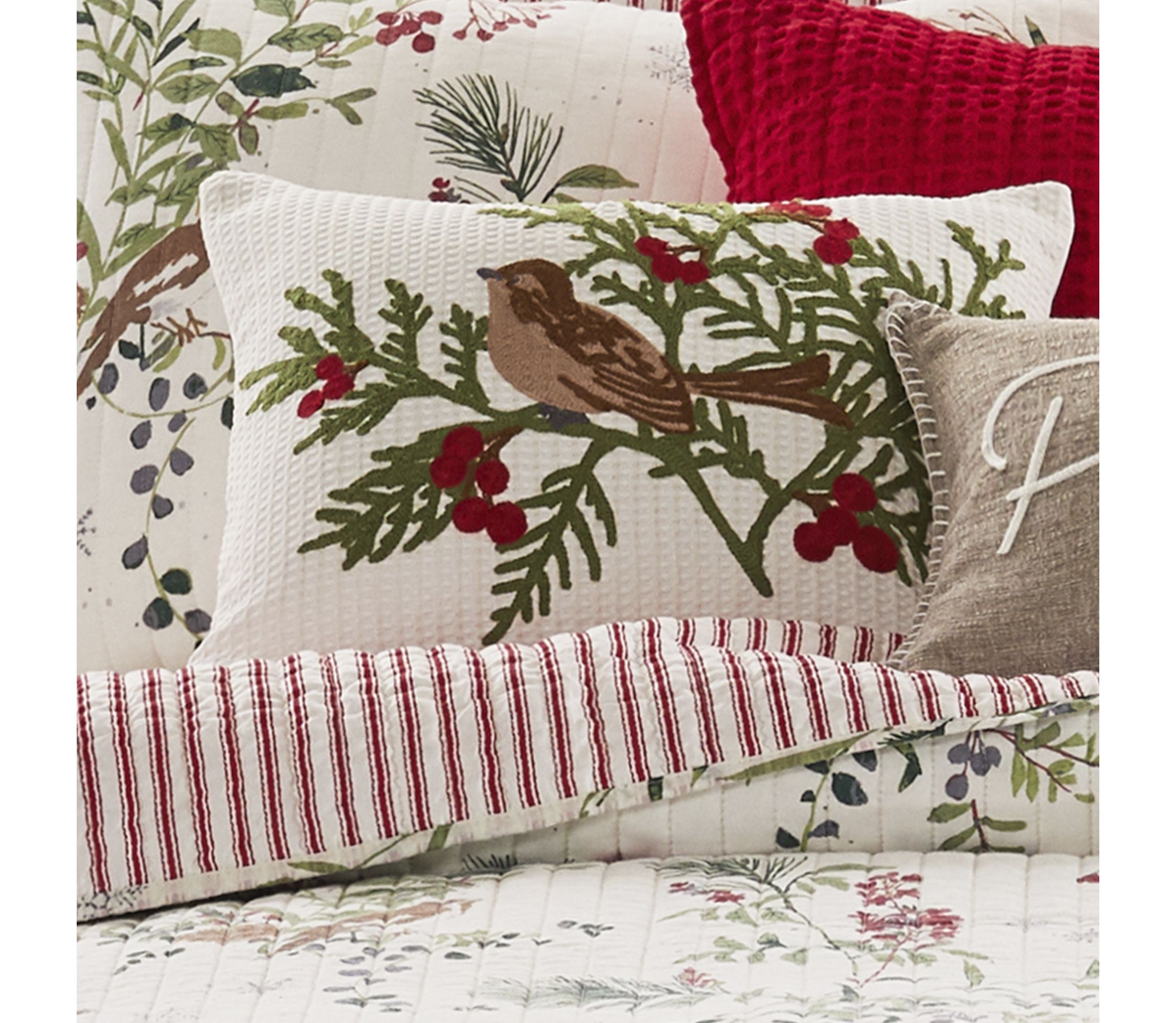 Winterberry Forest Bird Pillow