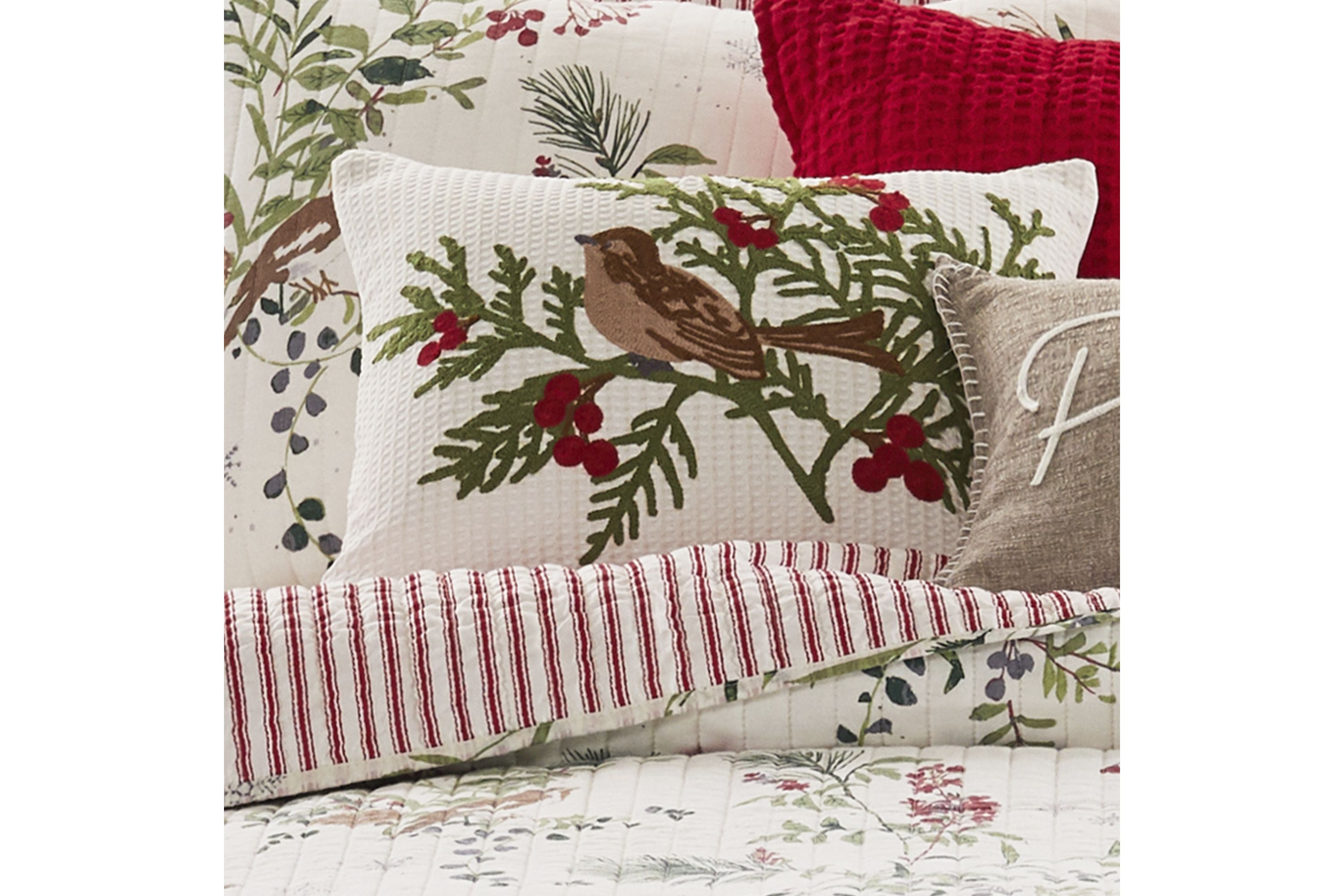Winterberry Forest Bird Pillow