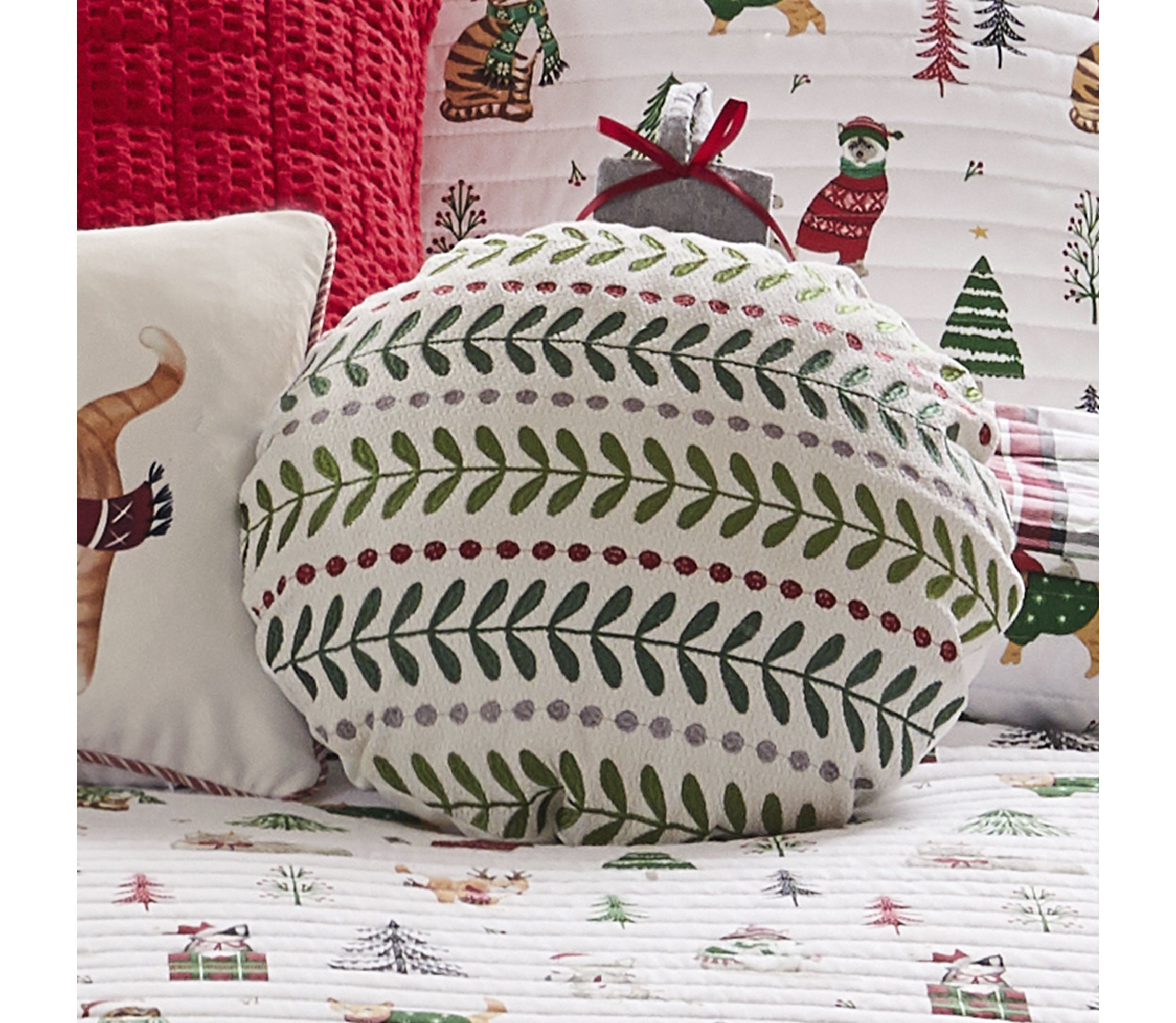 Meowy Christmas Ornament Pillow
