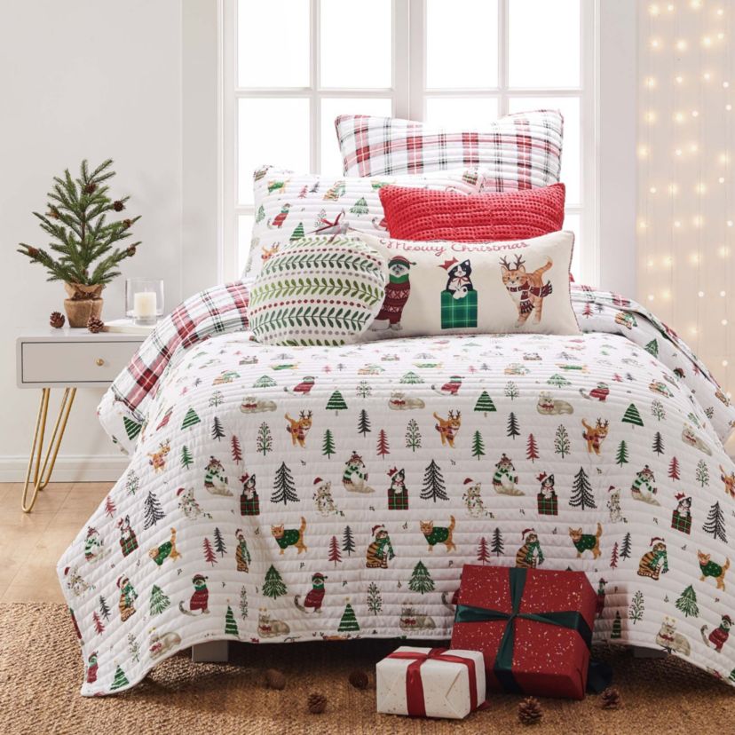 Meowy Christmas Ornament Pillow