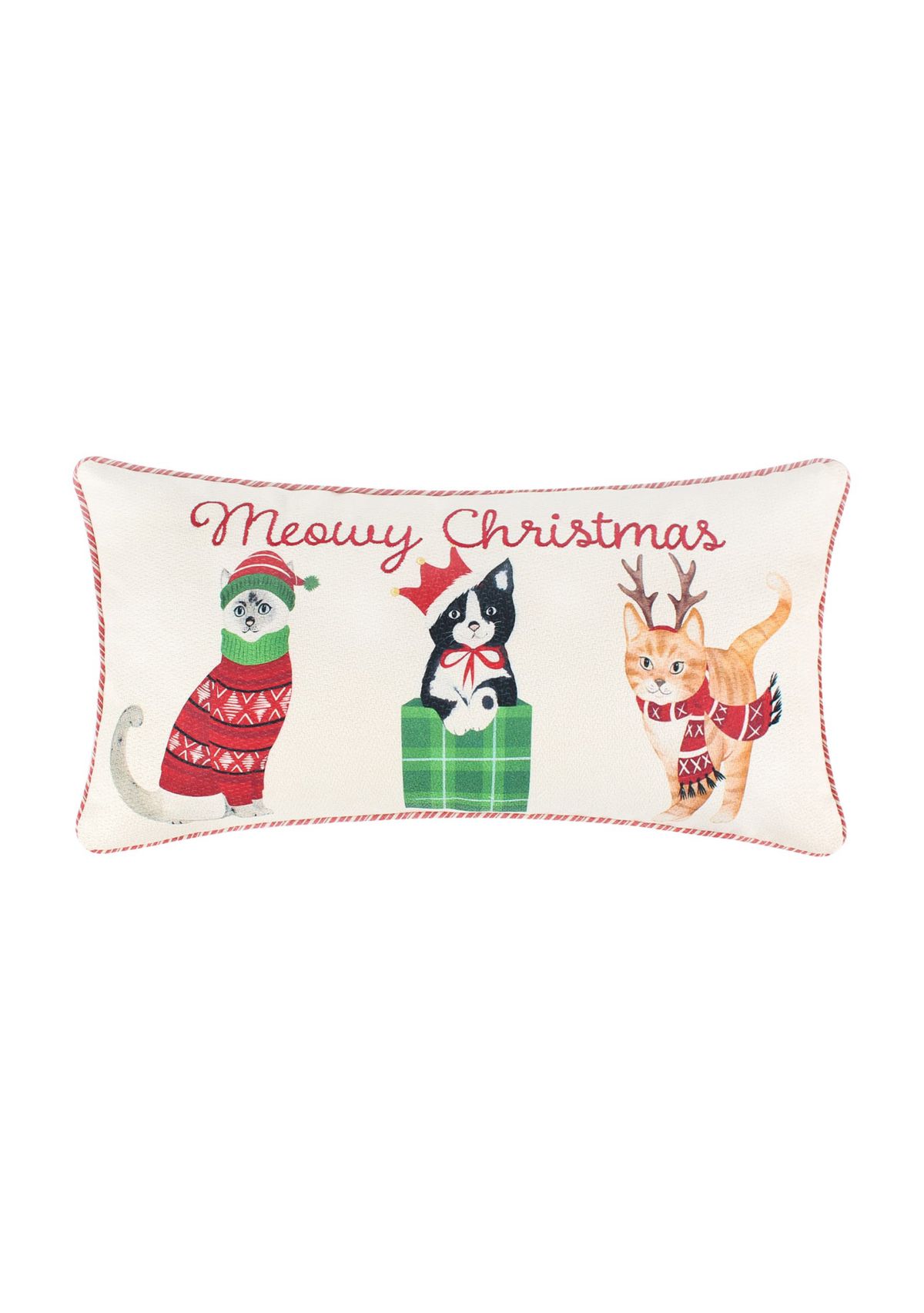 Meowy Christmas Embroidered Pillow