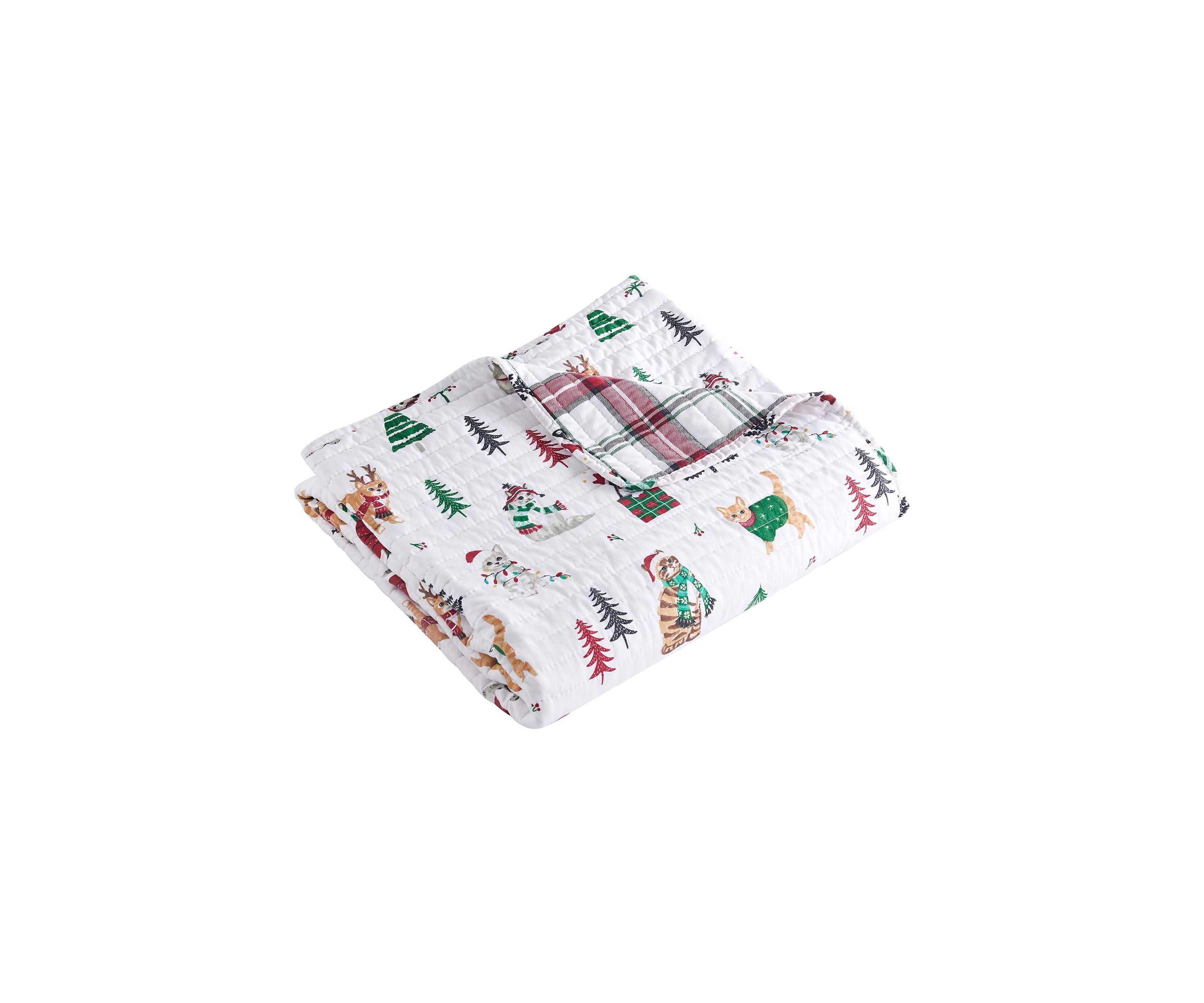 Meowy Christmas Quilted Throw
