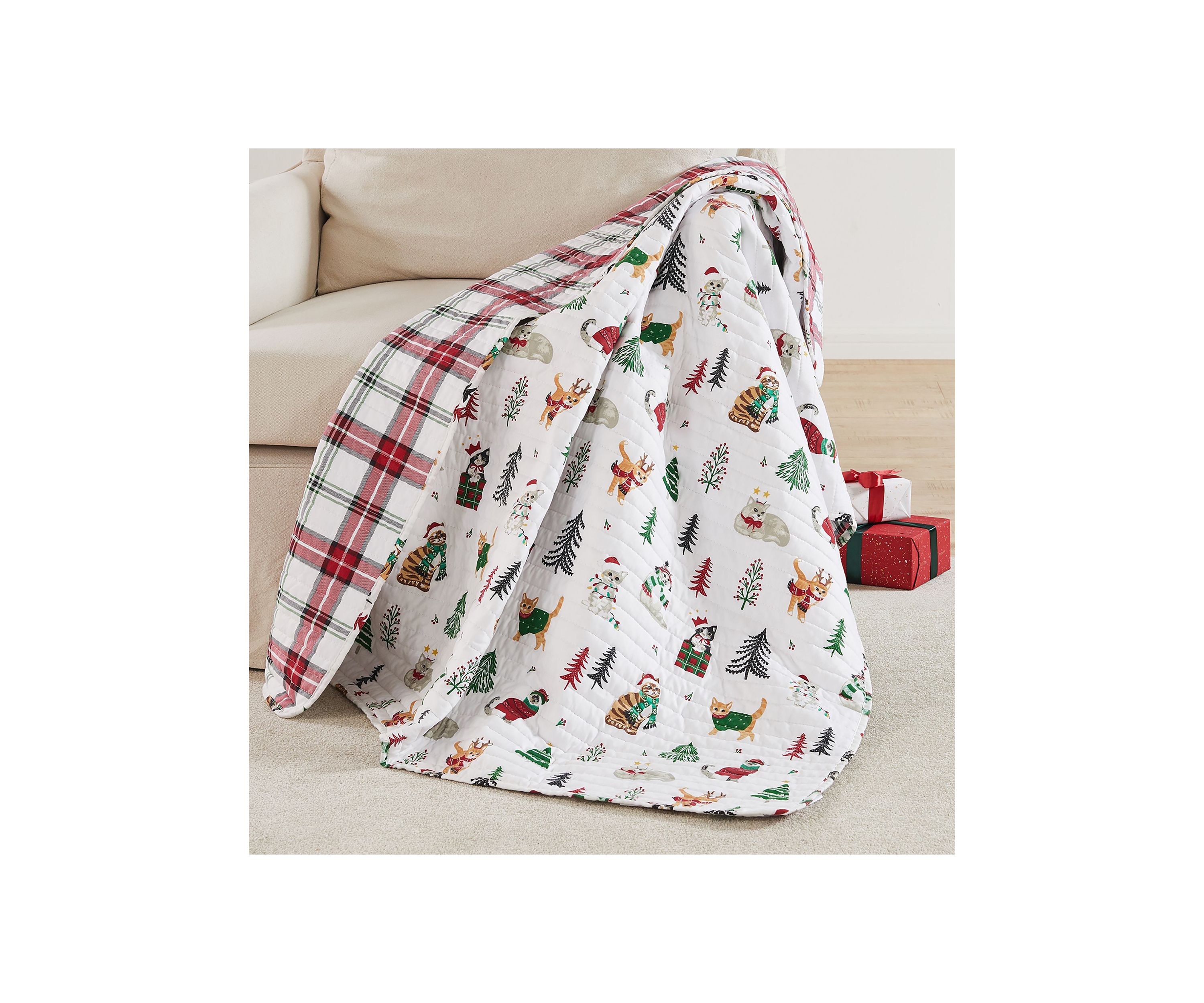 Meowy Christmas Quilted Throw