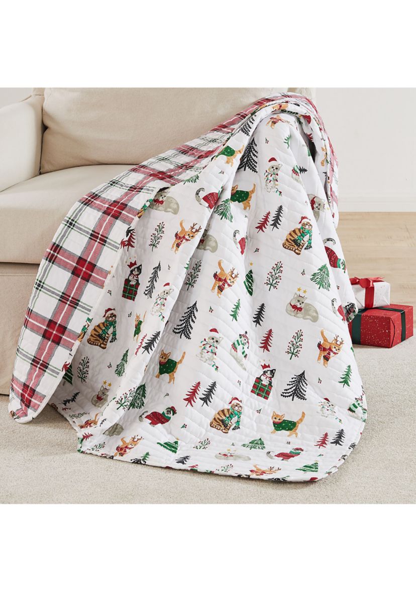 Meowy Christmas Quilted Throw