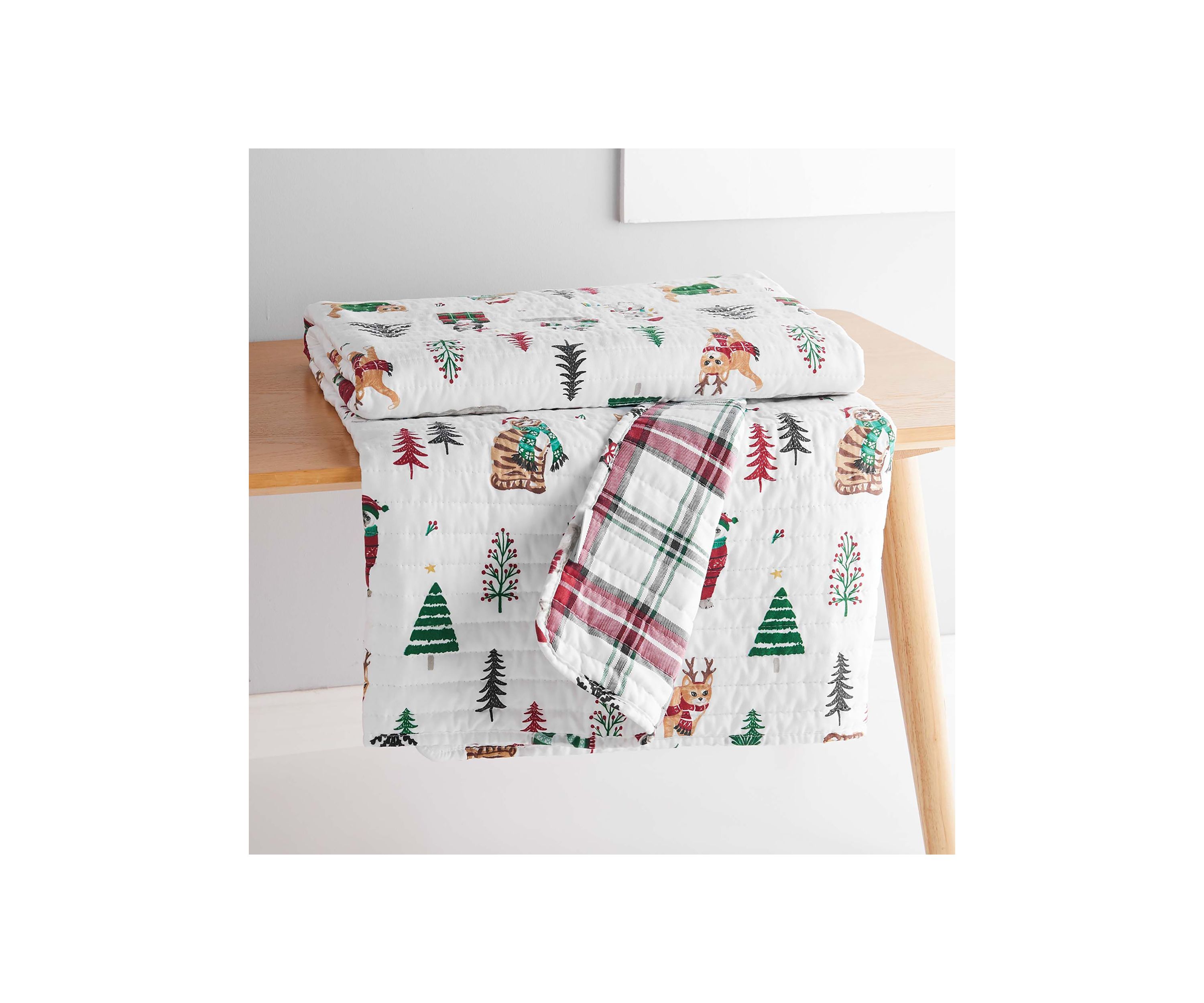 Meowy Christmas Quilted Throw