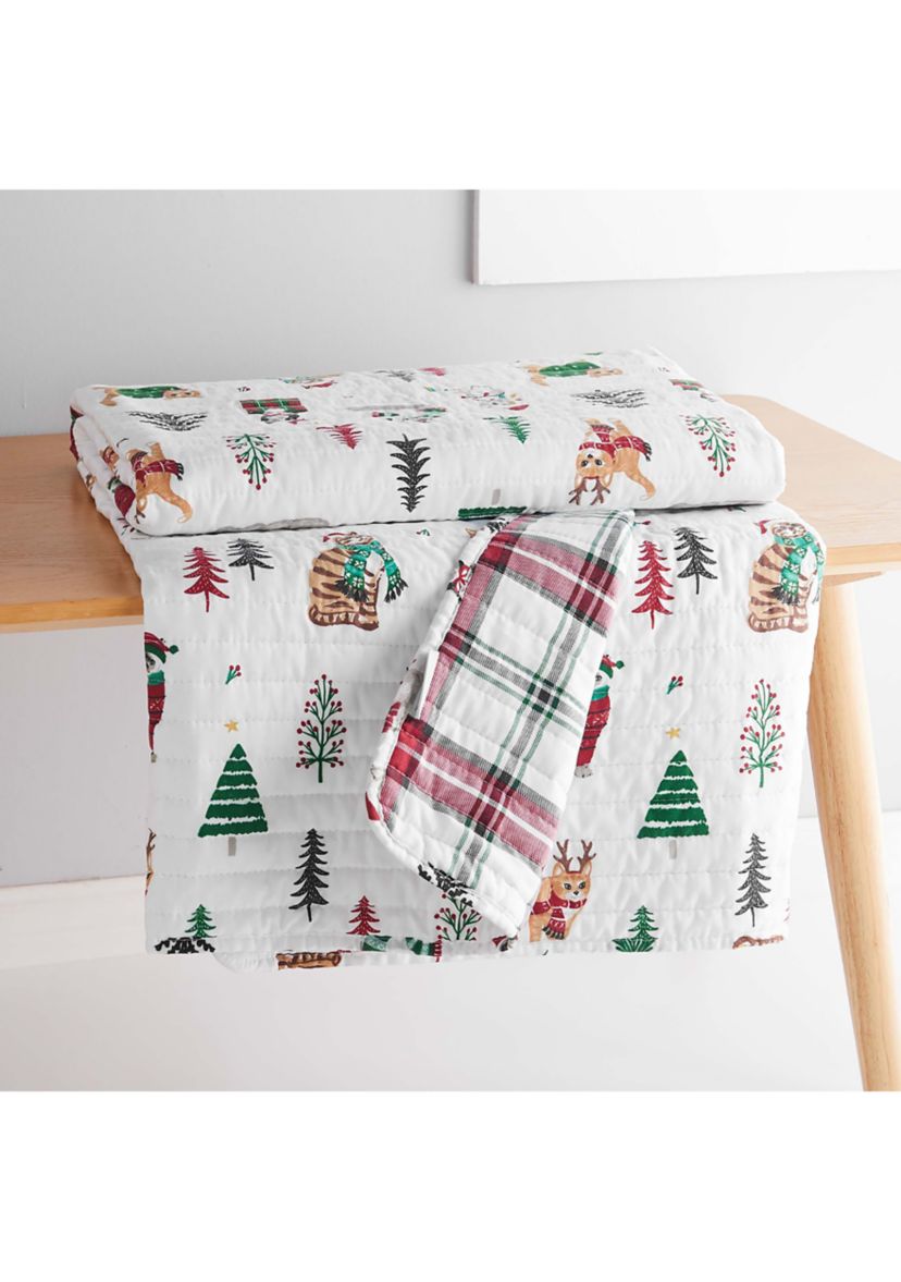 Meowy Christmas Quilted Throw