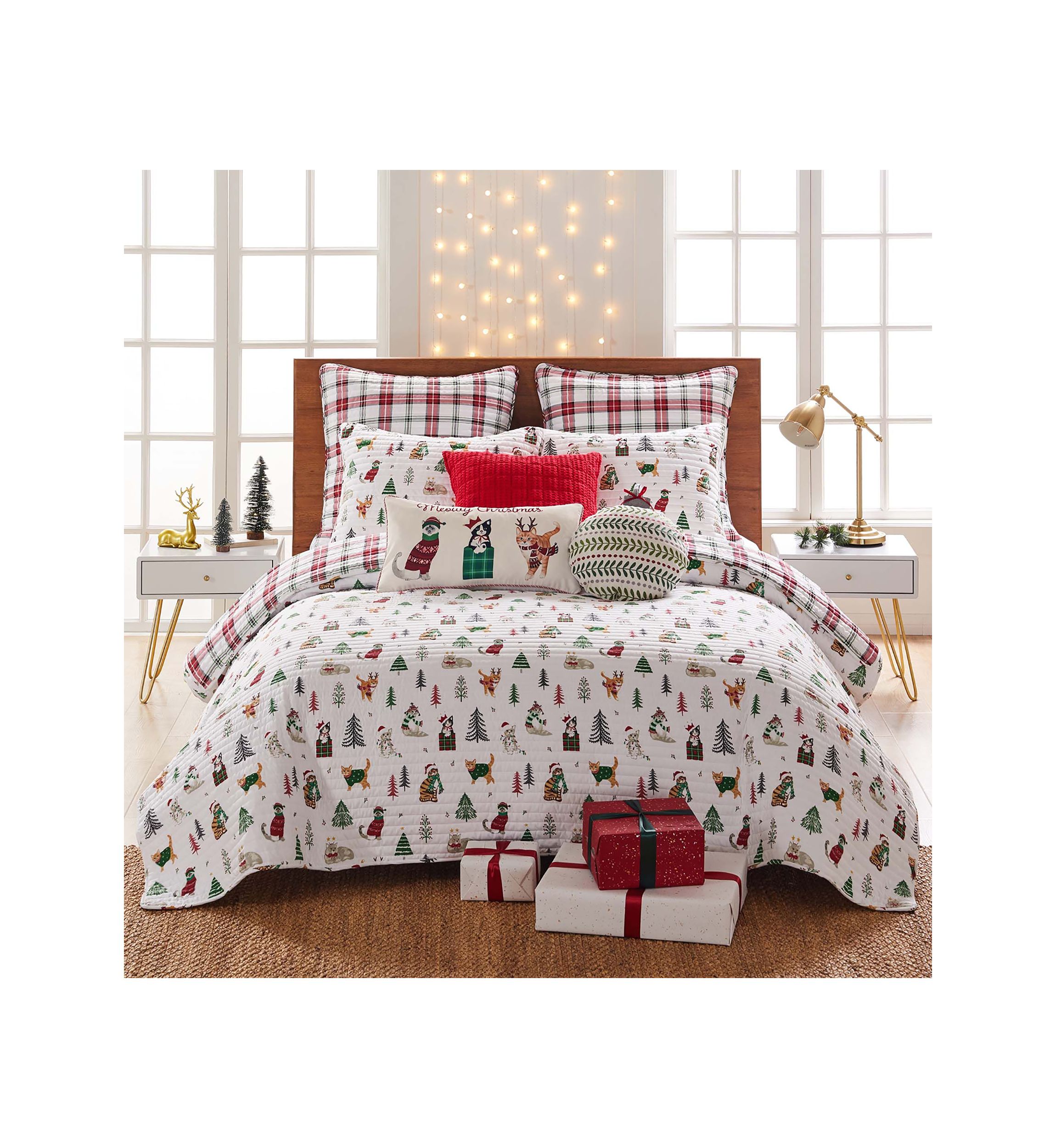 Meowy Christmas Euro Sham Set of 2