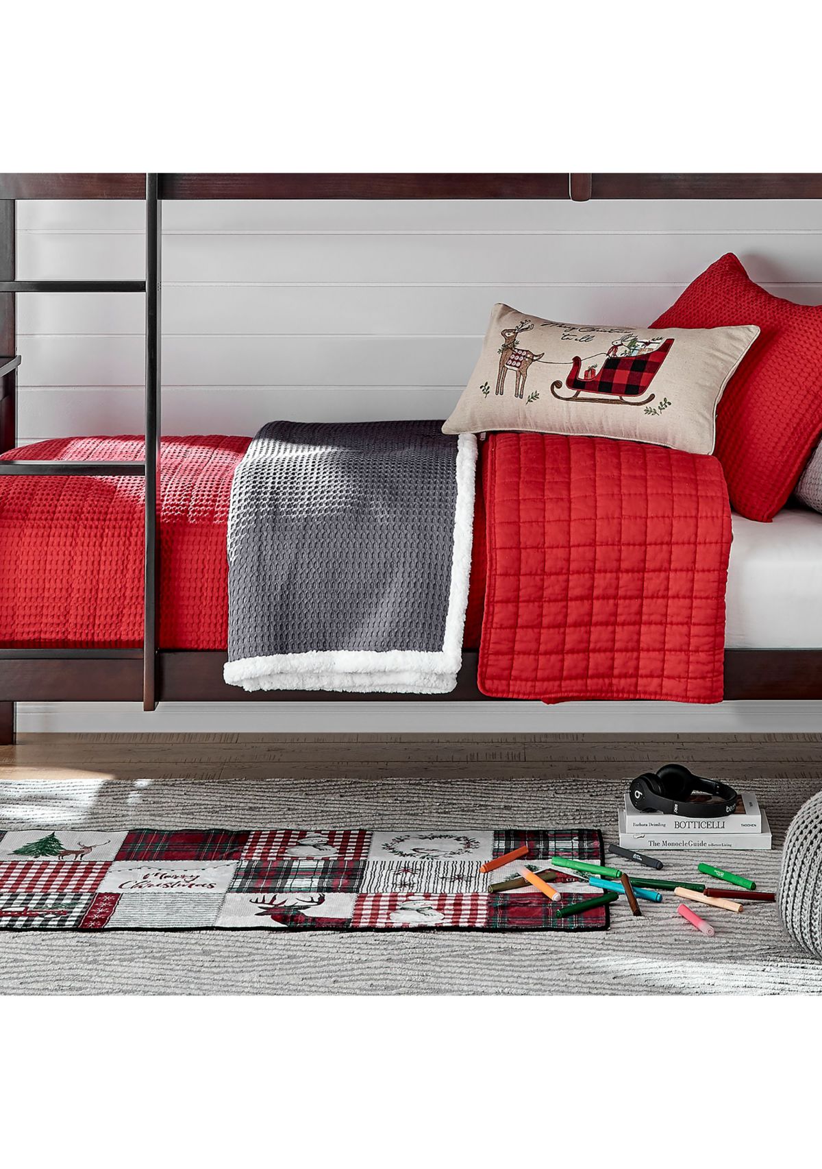 Home for Christmas Bunny Christmas Pillow - 12" x 24"