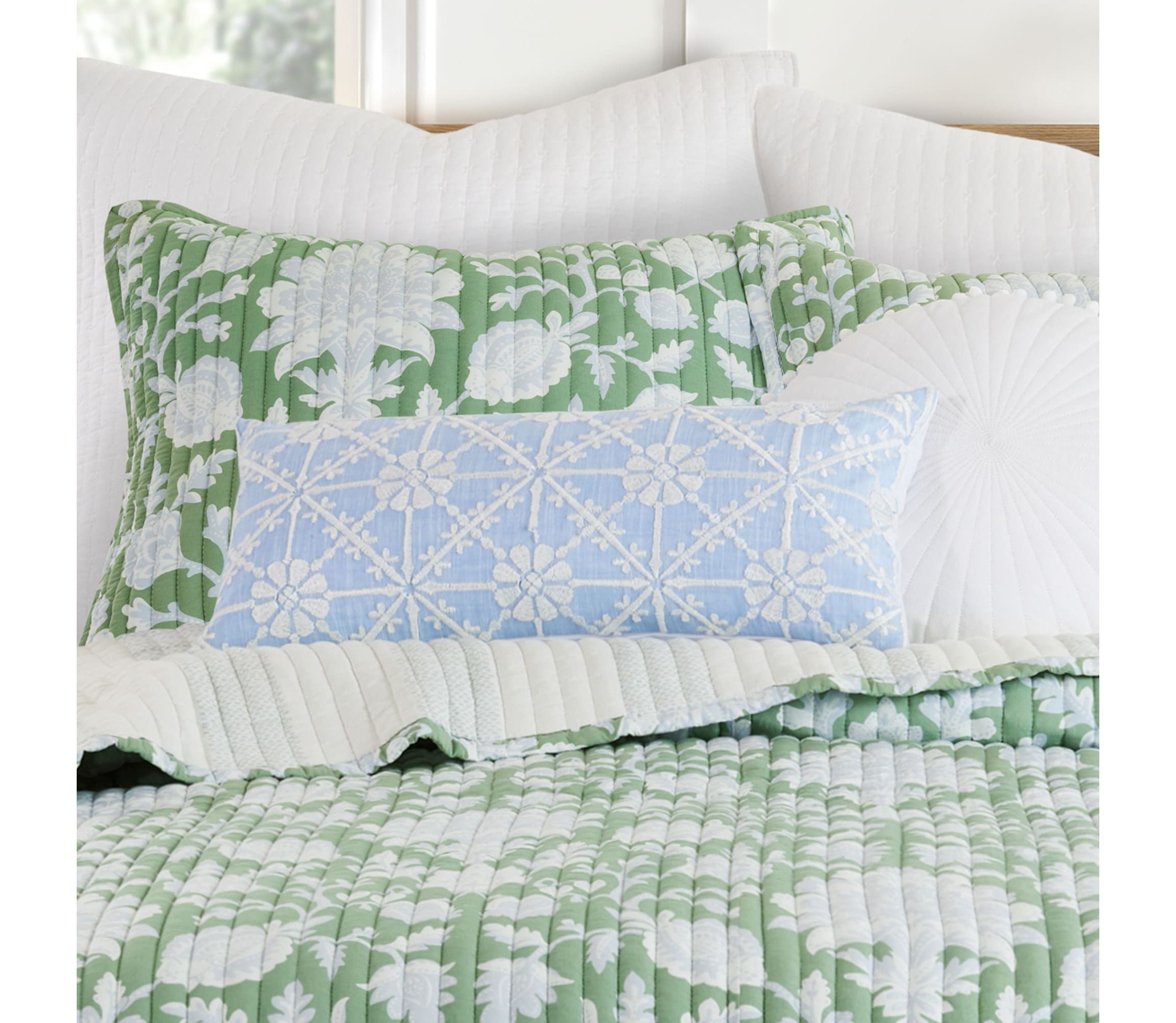 Evelyn Jacobean Blue Pillow