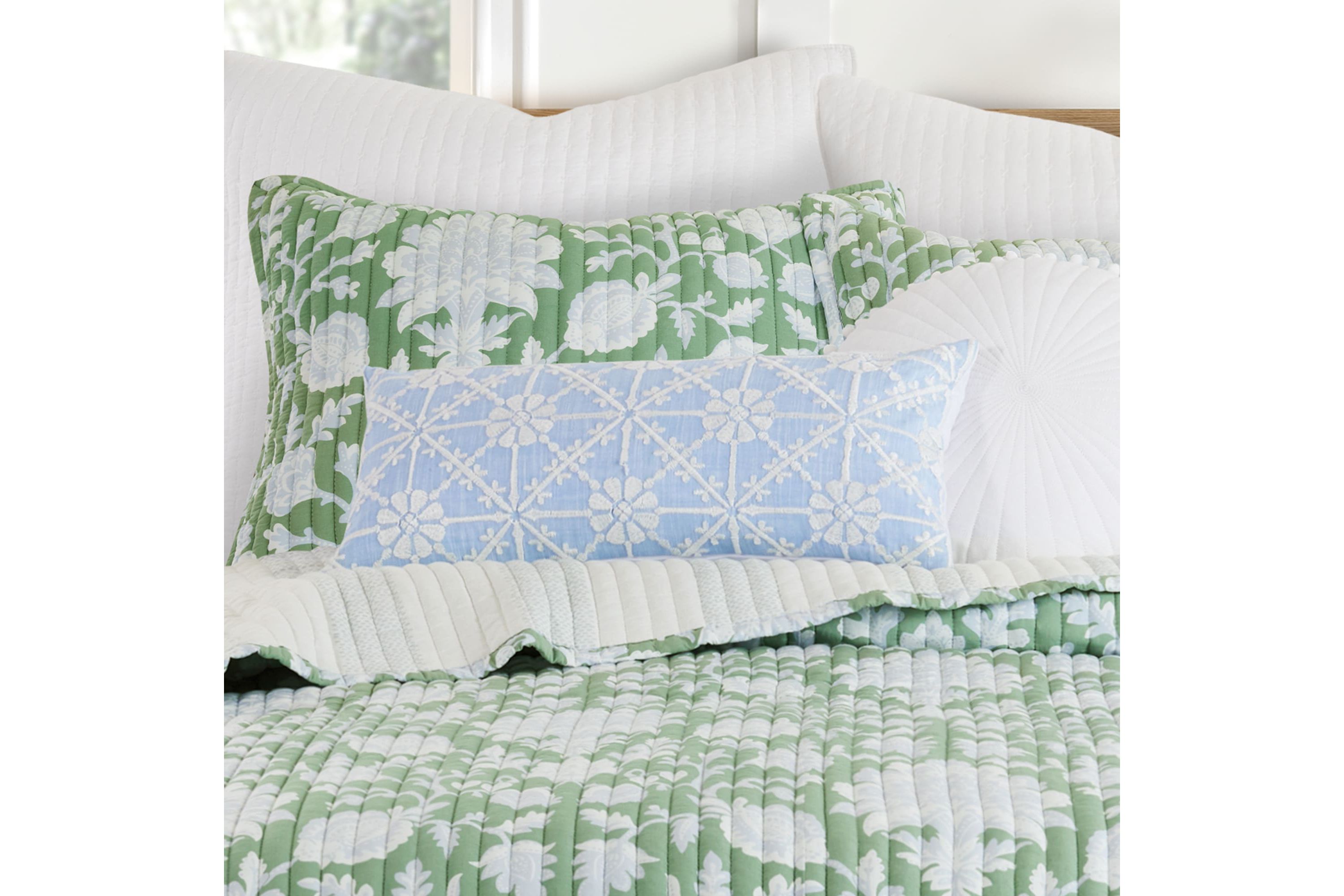 Evelyn Jacobean Blue Pillow