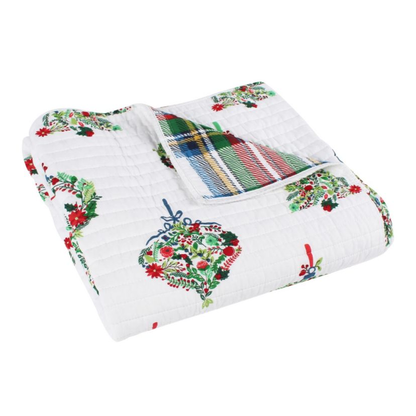 Festive Baubles Quilted Throw