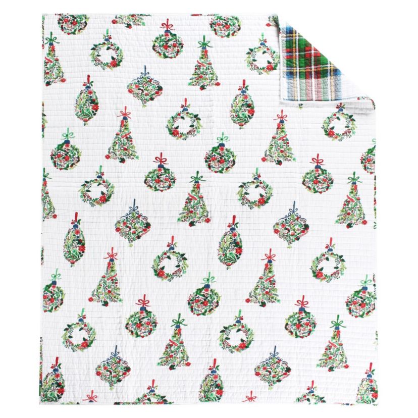 Festive Baubles Quilted Throw