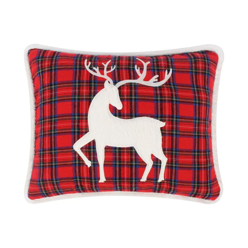 Tatum Pines Fur Deer Appliqued Pillow 14x18