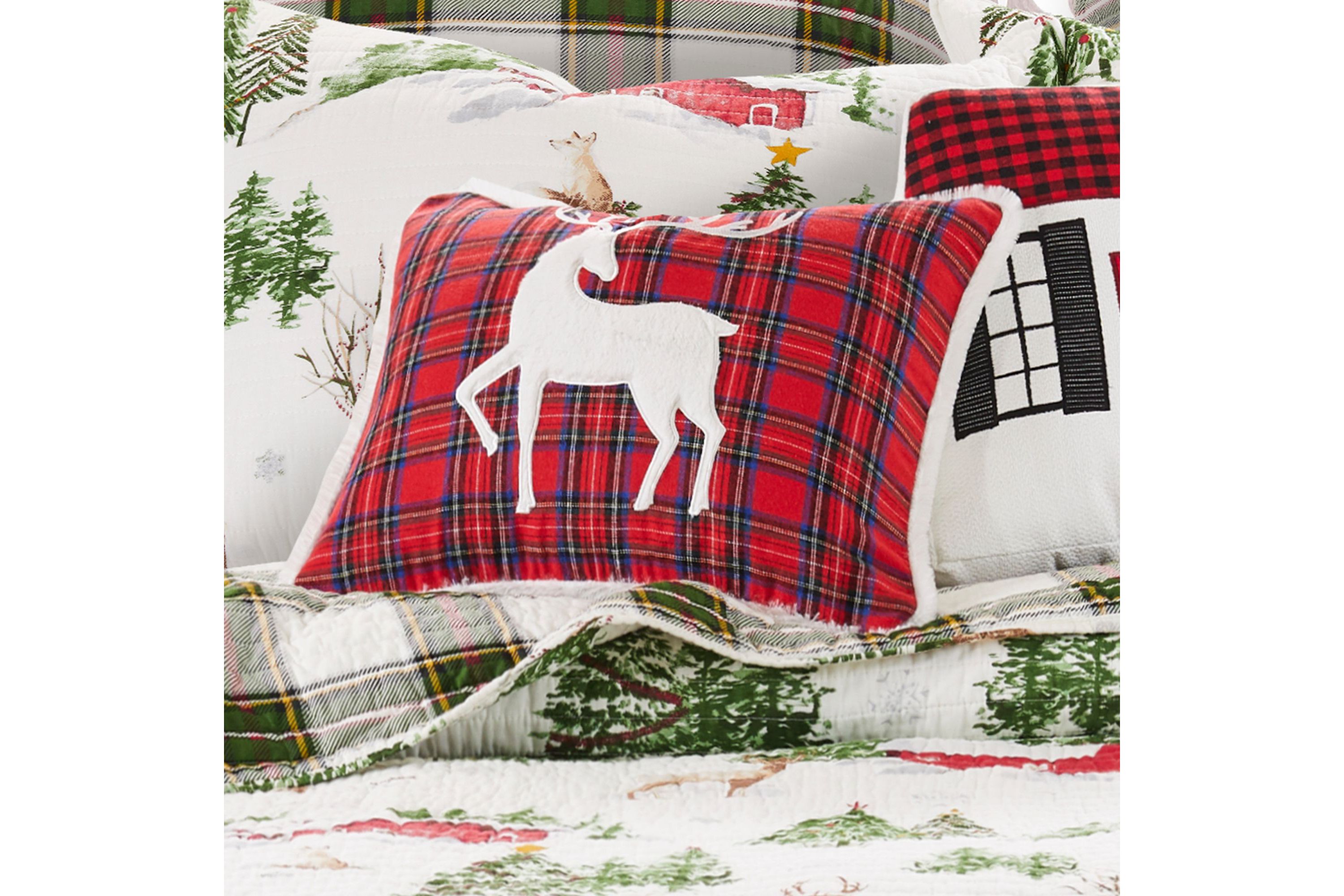 Tatum Pines Fur Deer Appliqued Pillow 14x18