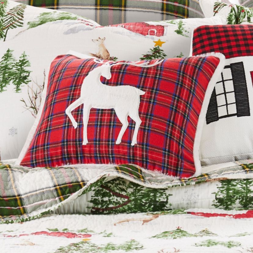 Tatum Pines Fur Deer Appliqued Pillow 14x18