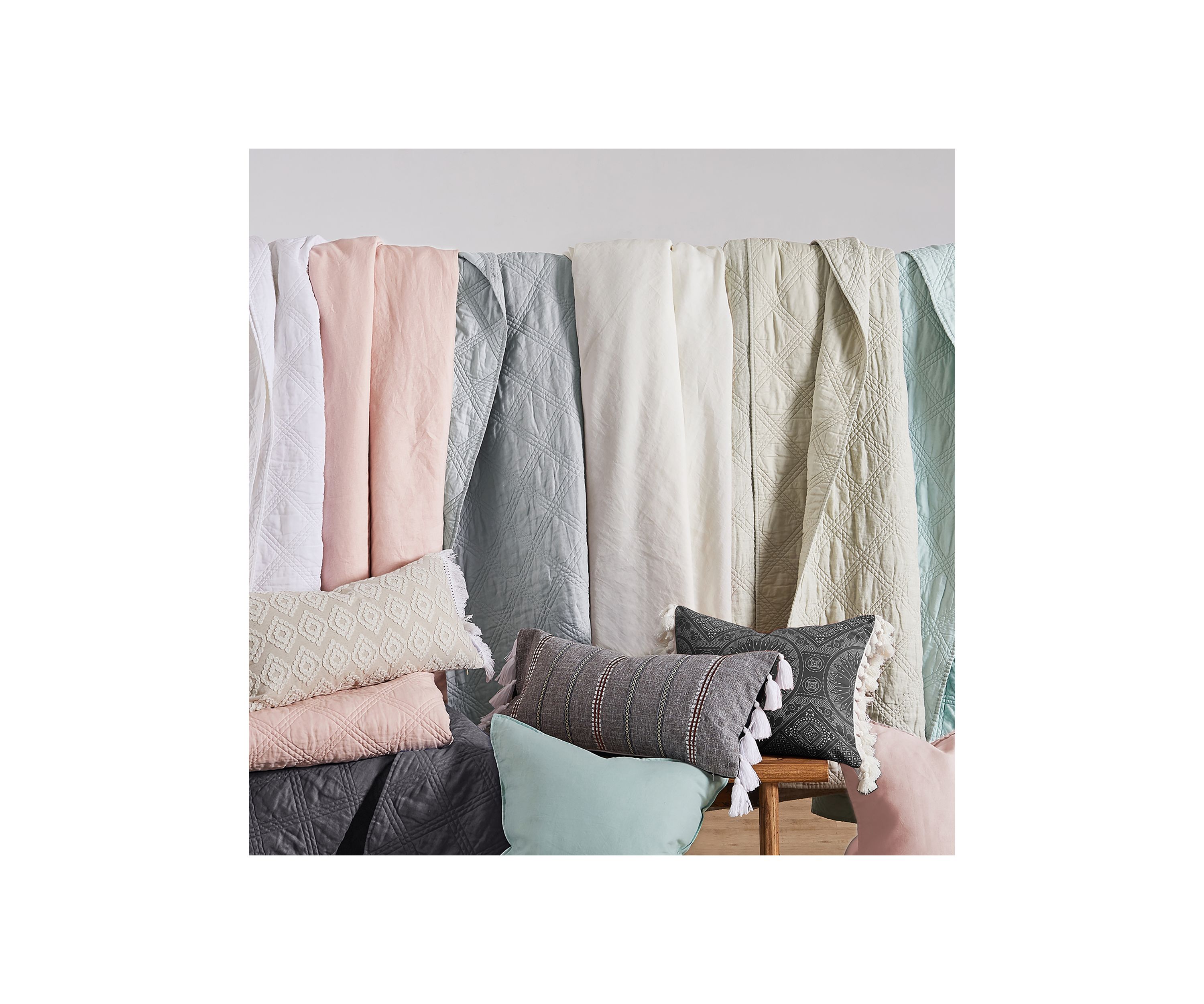 Black Crewel Stitch Tassel Pillow