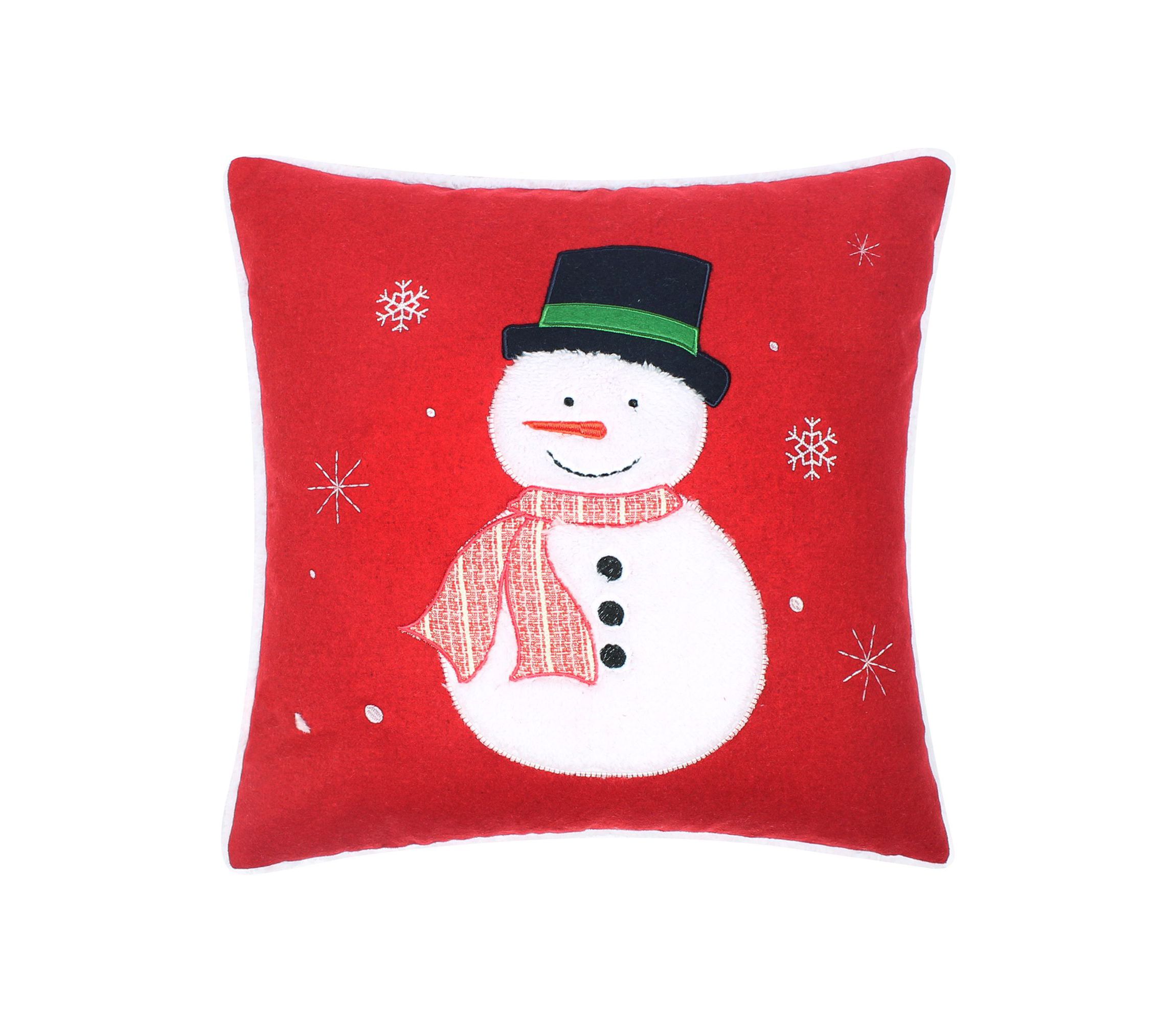 White Pine Applique Snowman Pillow 18x18