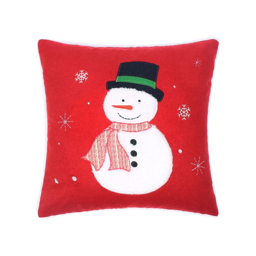 White Pine Applique Snowman Pillow 18x18