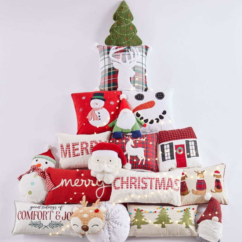 White Pine Applique Snowman Pillow 18x18